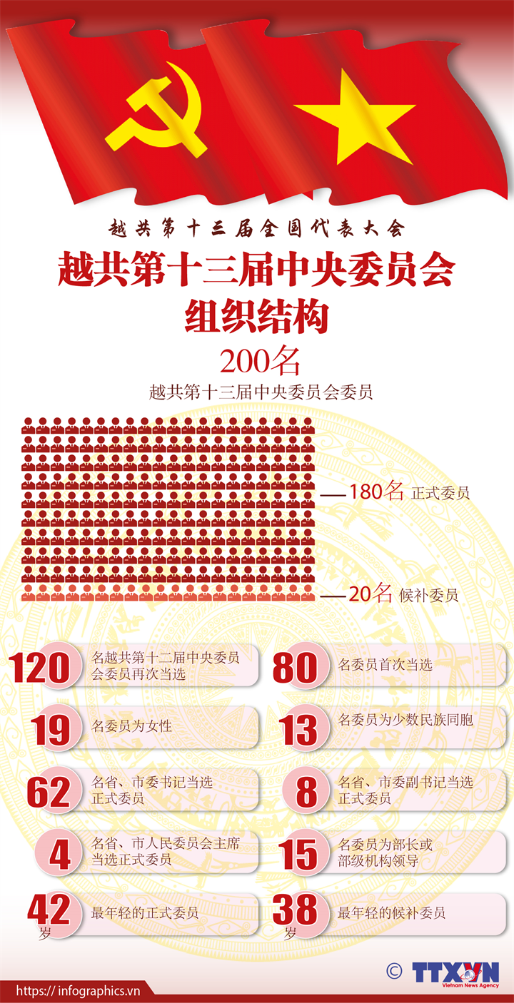 图表新闻：越共第十三届中央委员会组织结构