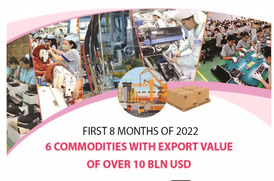 Six commodities with export value of over 10 bln USD