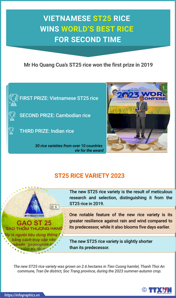 Vietnamese ST25 rice named world’s best for second time