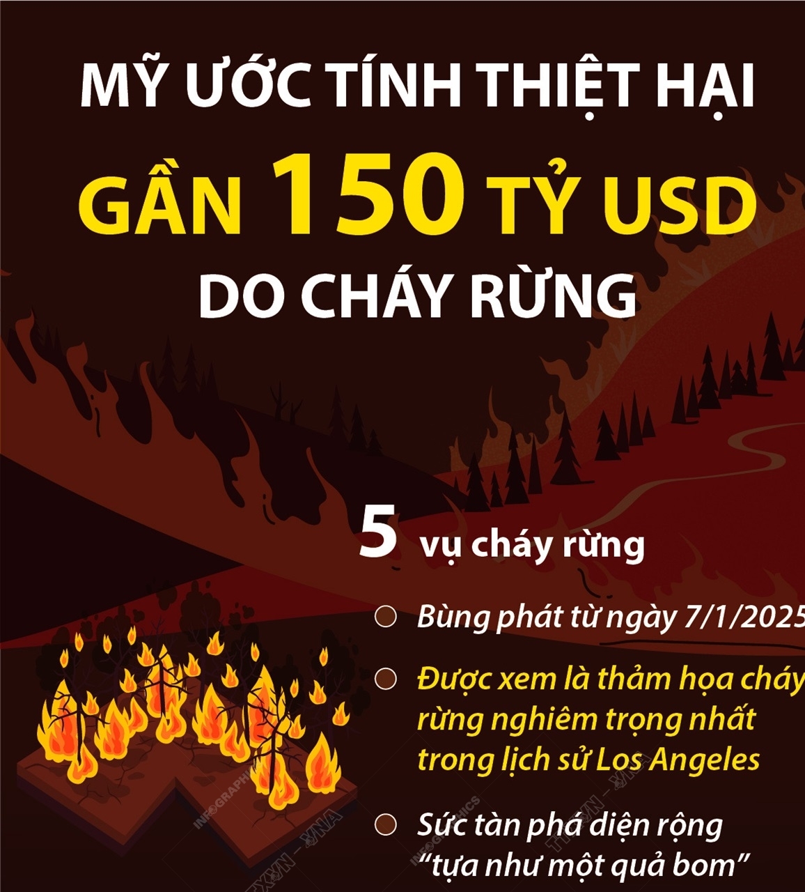 Mỹ ước tính thiệt hại gần 150 tỷ USD do cháy rừng