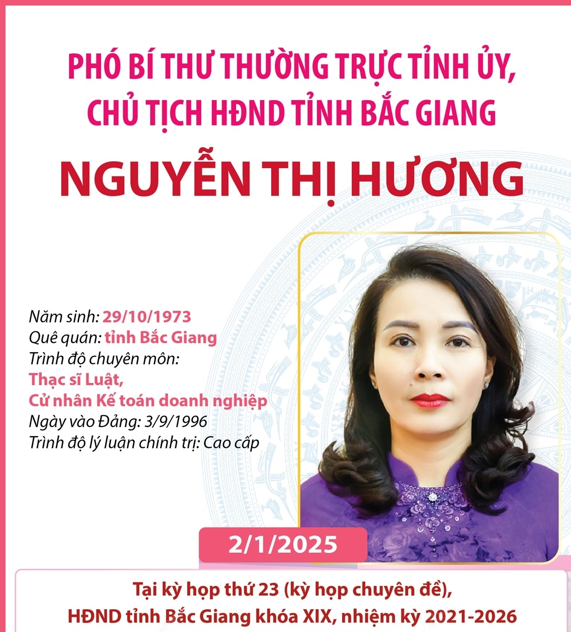 Phó Bí thư Thường trực Tỉnh ủy, Chủ tịch HĐND tỉnh Bắc Giang Nguyễn Thị...