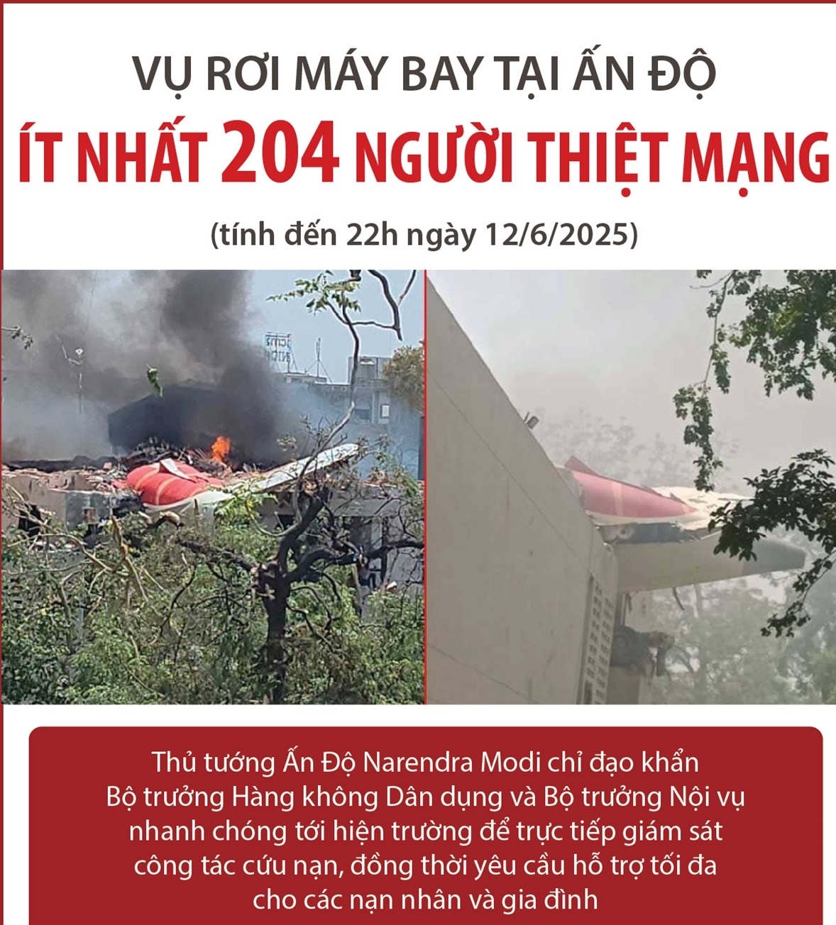 Vụ rơi máy bay tại Ấn Độ: Ít nhất 204 người thiệt mạng