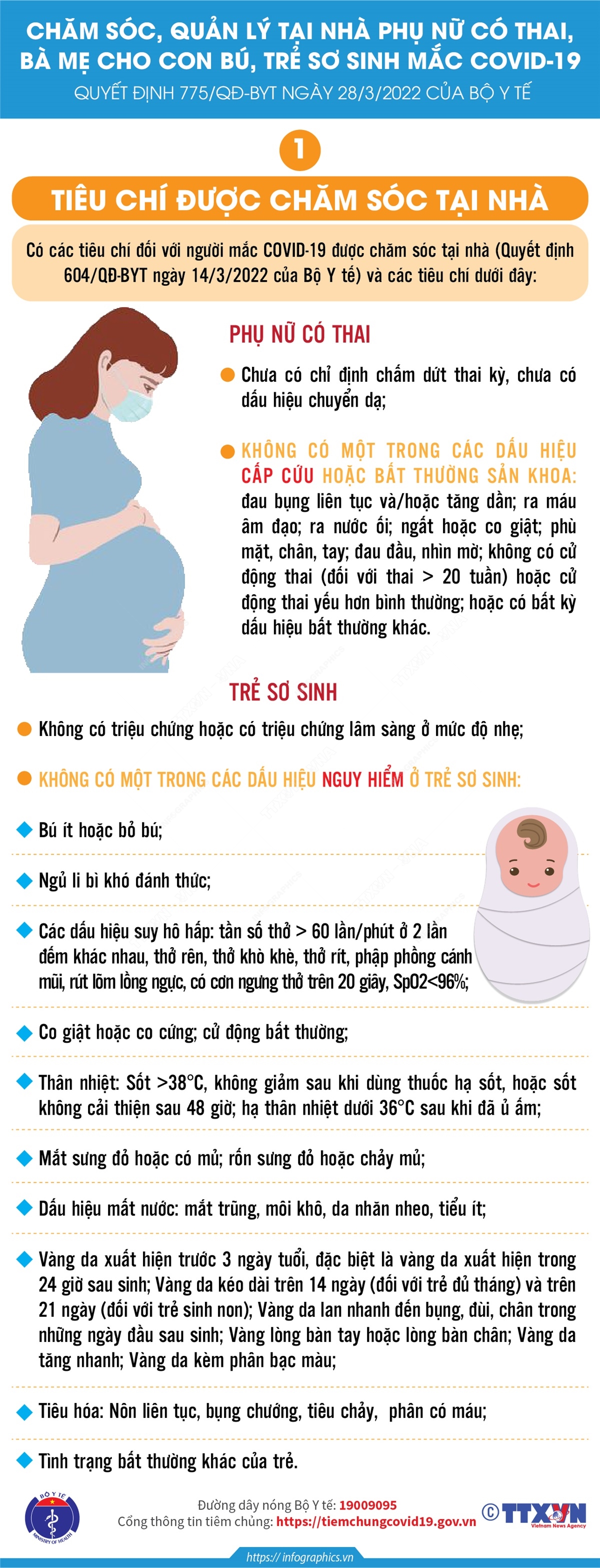 Tiêu chí được chăm sóc tại nhà phụ nữ có thai và trẻ sơ sinh mắc COVID-19