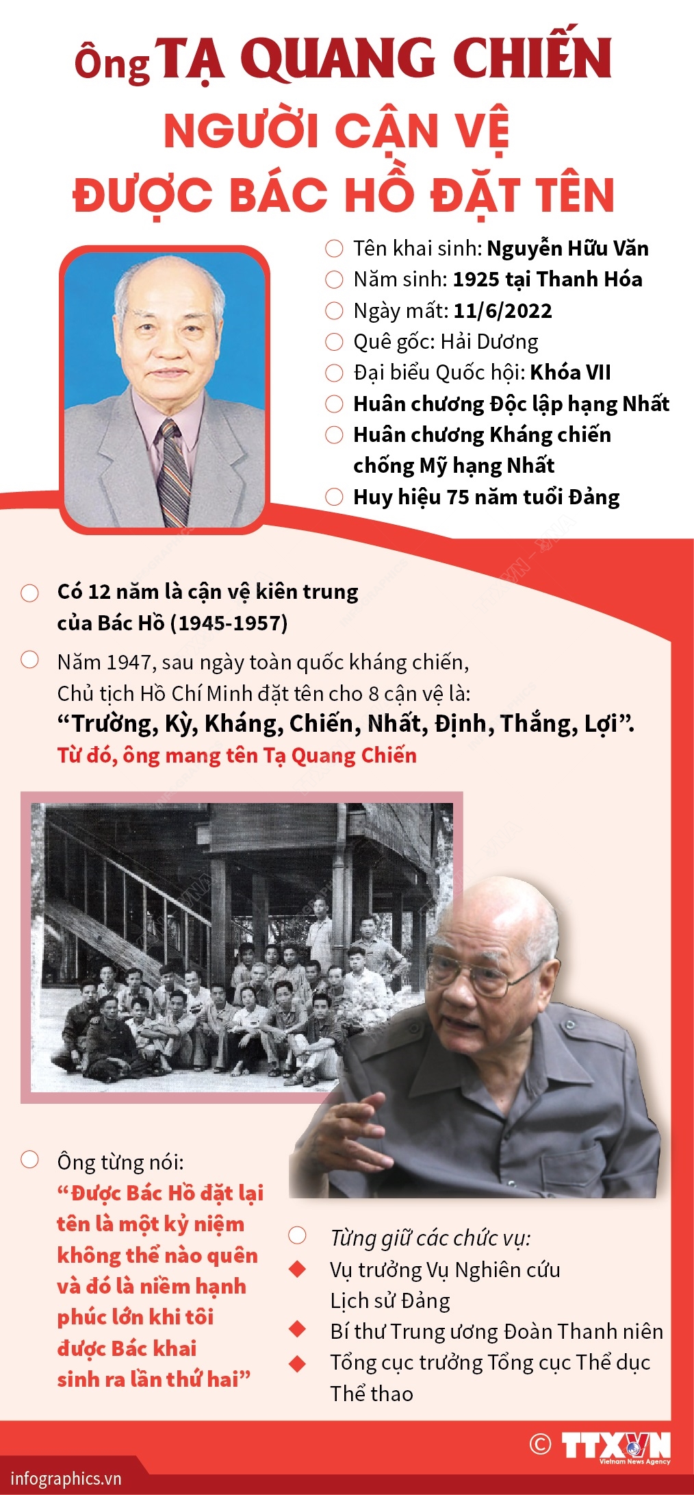 Ông Tạ Quang Chiến: Người cận vệ được Bác Hồ đặt tên