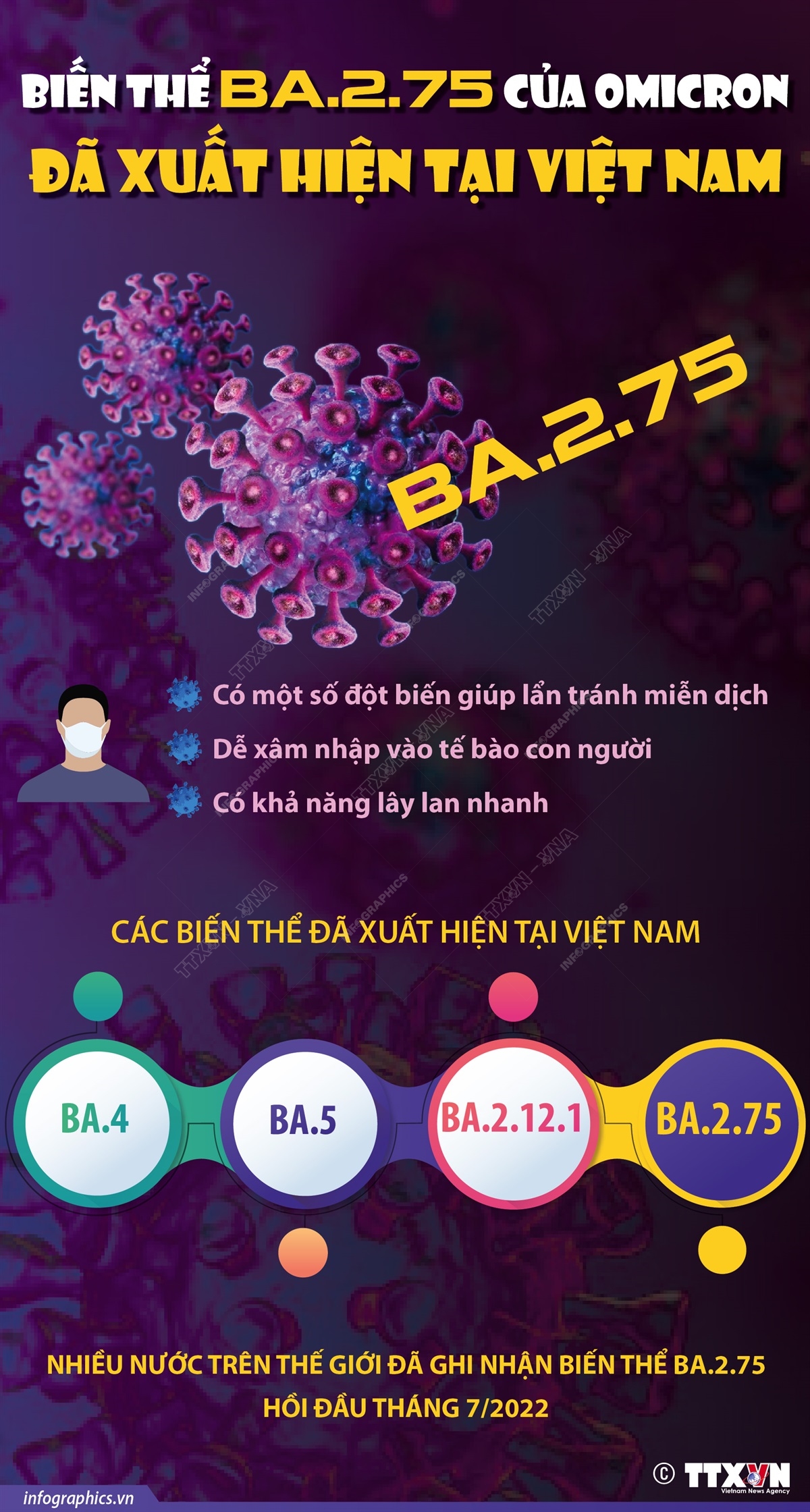 Biến thể BA.2.75 của Omicron đã xuất hiện tại Việt Nam