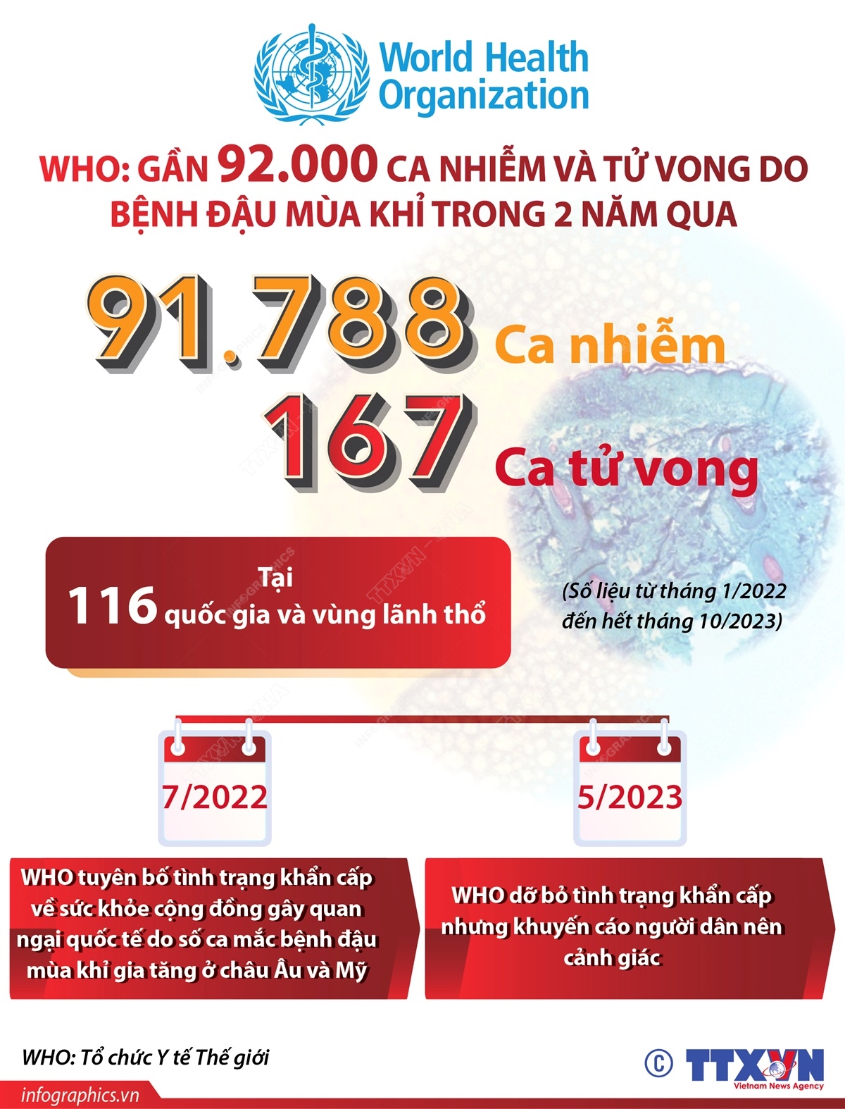 WHO: Gần 92.000 ca nhiễm và tử vong do bệnh đậu mùa khỉ trong 2 năm qua