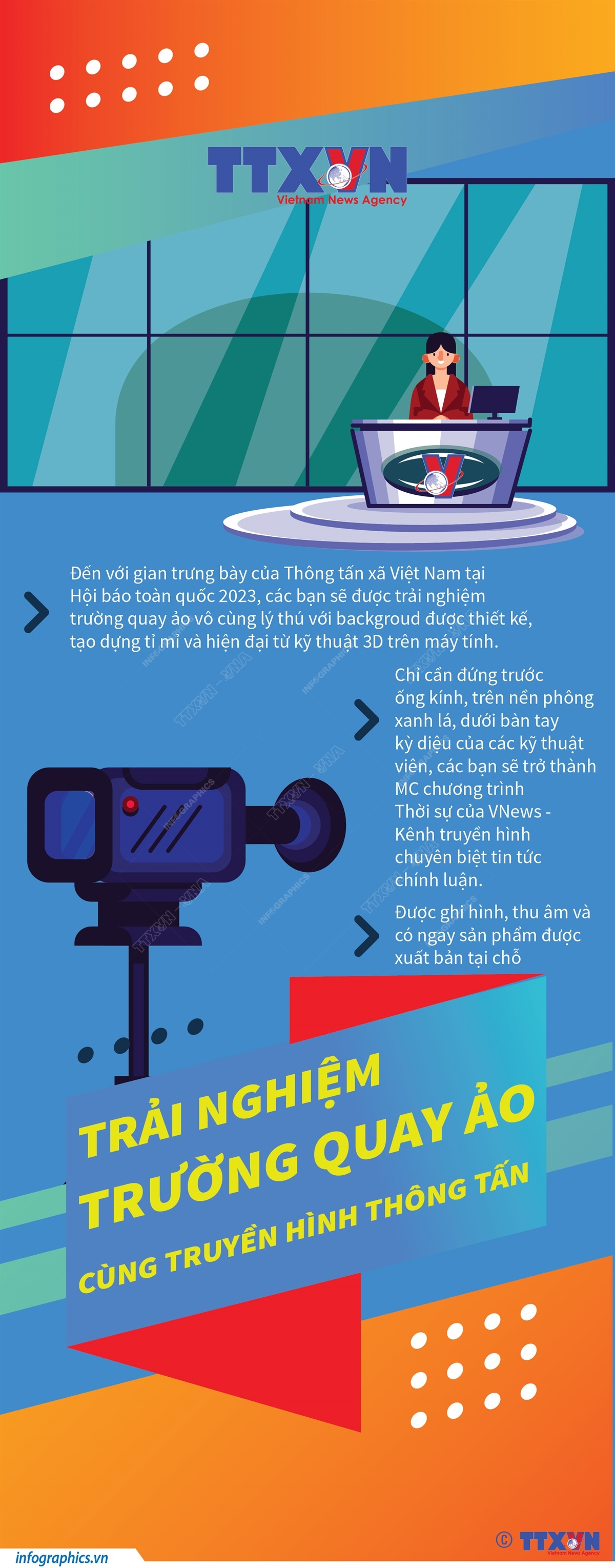 Trải nghiệm trường quay ảo cùng Truyền hình Thông tấn tại Hội báo toàn quốc 2023
