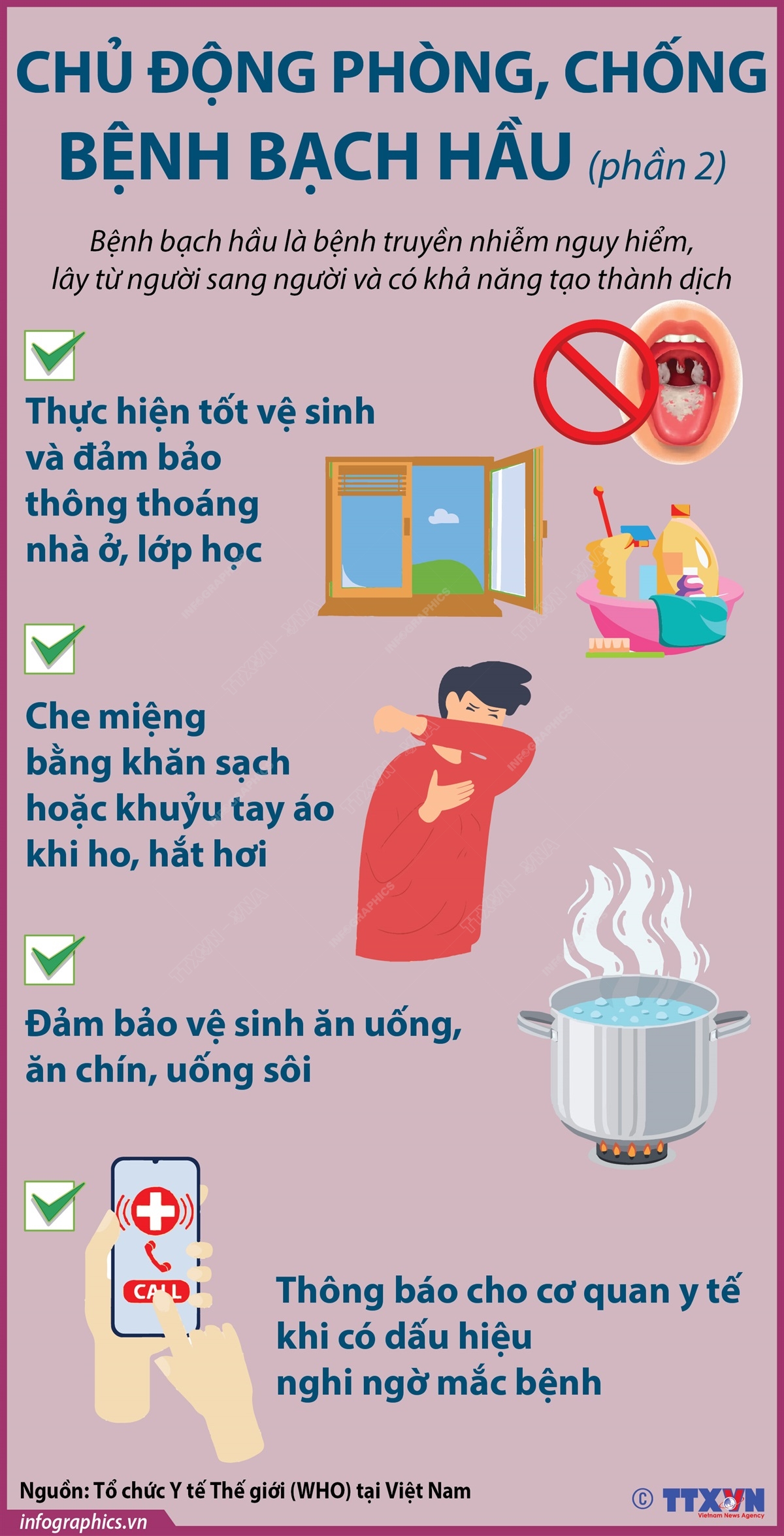 Chủ động phòng, chống bệnh bạch hầu (phần 2)