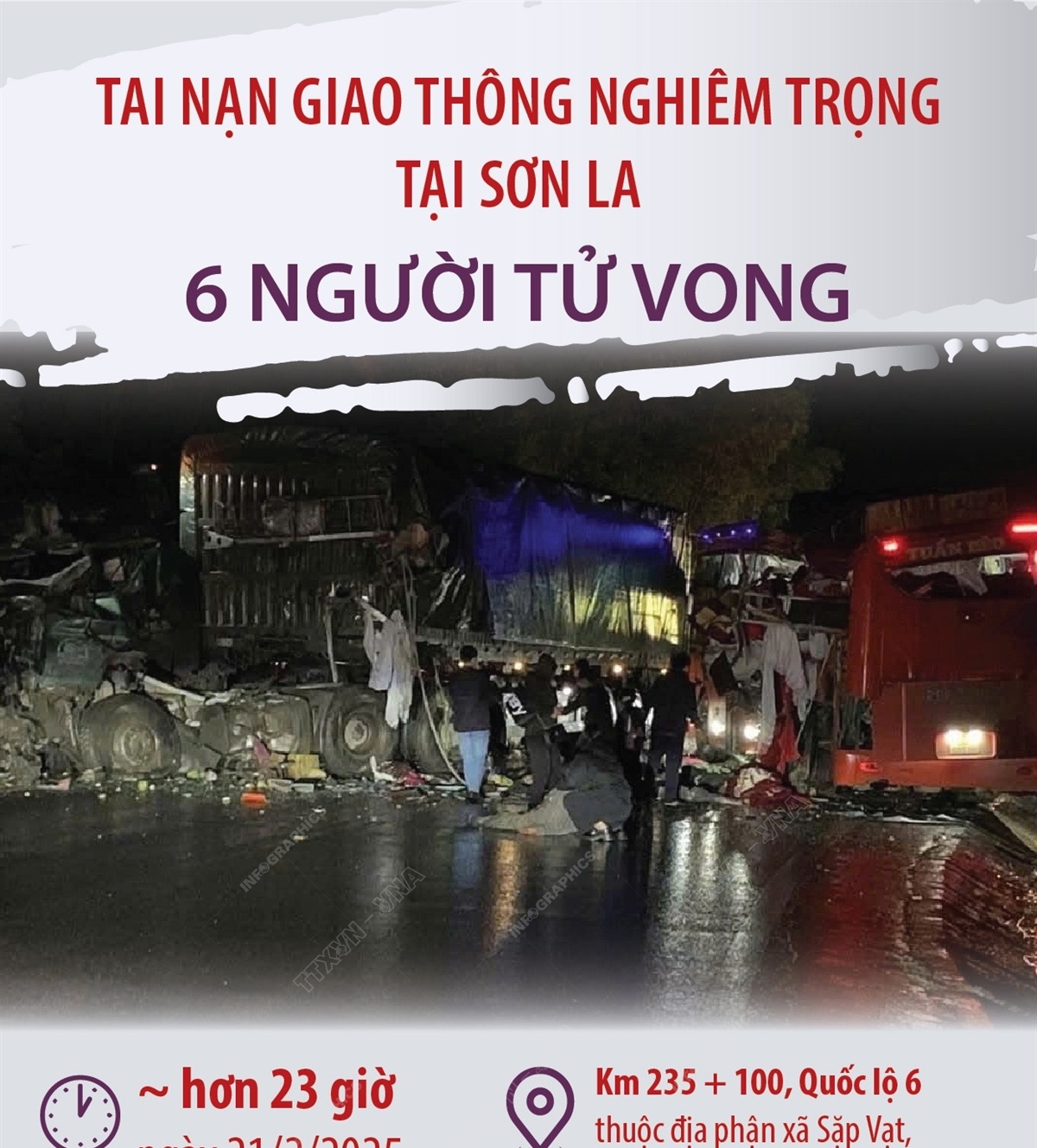 Thông tin về vụ tai nạn giao thông nghiêm trọng tại Sơn La làm 6...