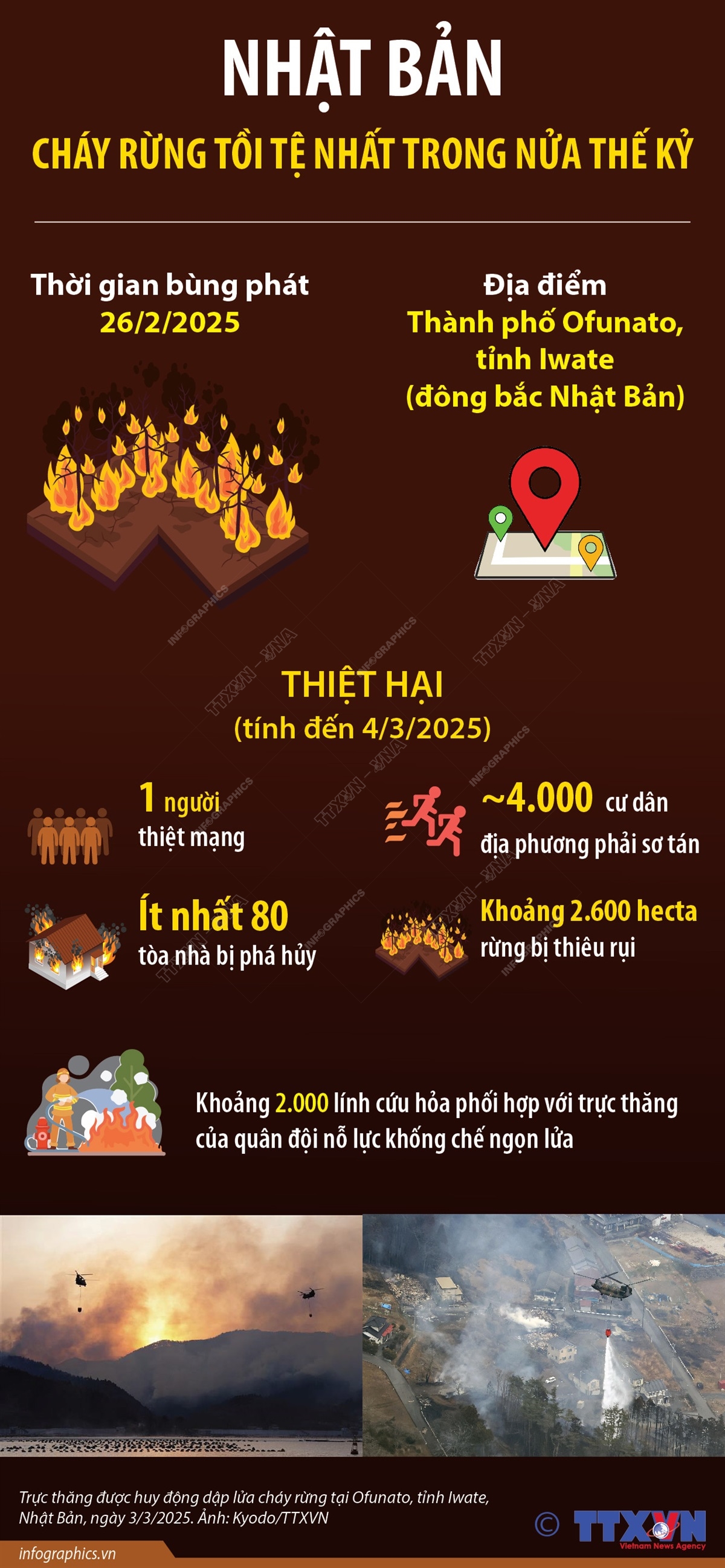 Nhật Bản: Cháy rừng tồi tệ nhất trong nửa thế kỷ