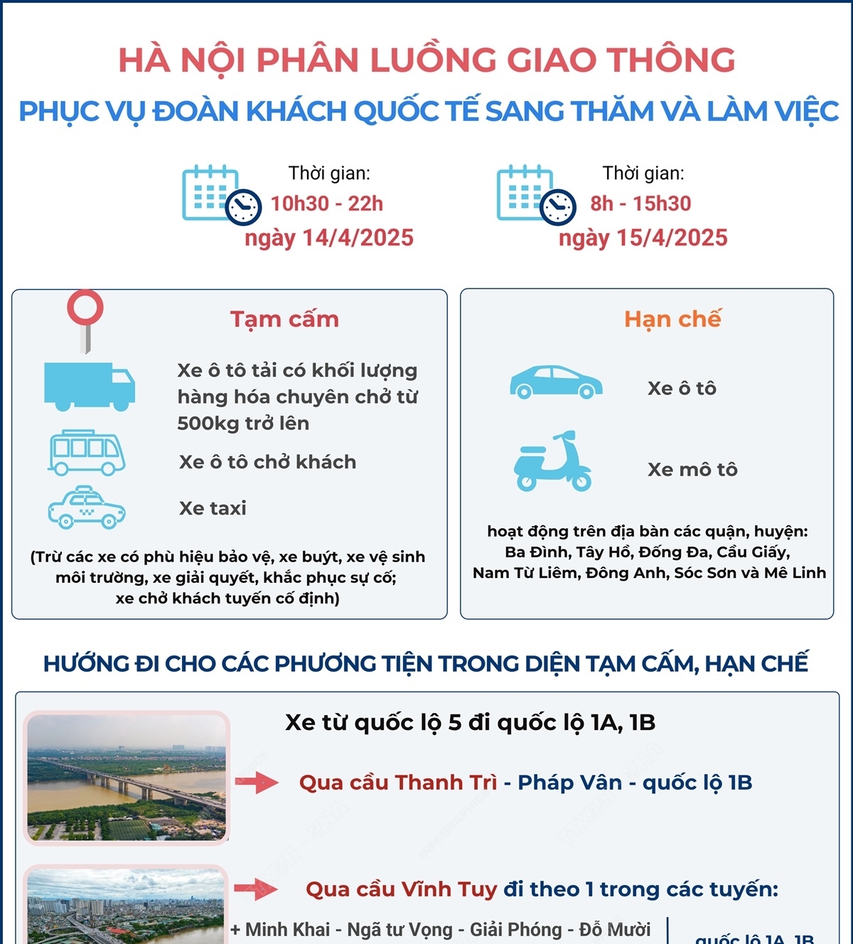 Hà Nội phân luồng giao thông phục vụ đoàn khách quốc tế sang thăm và...