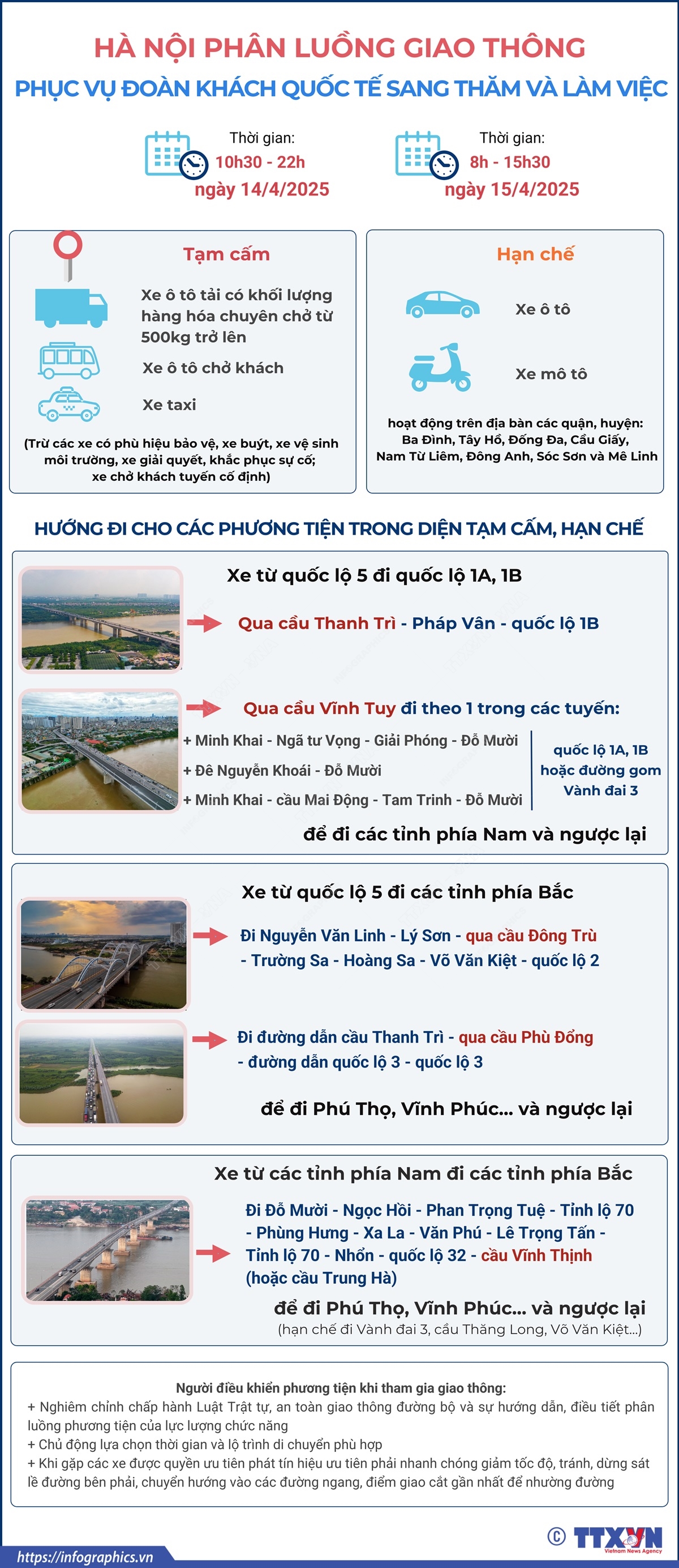 Hà Nội phân luồng giao thông phục vụ đoàn khách quốc tế sang thăm và làm việc
