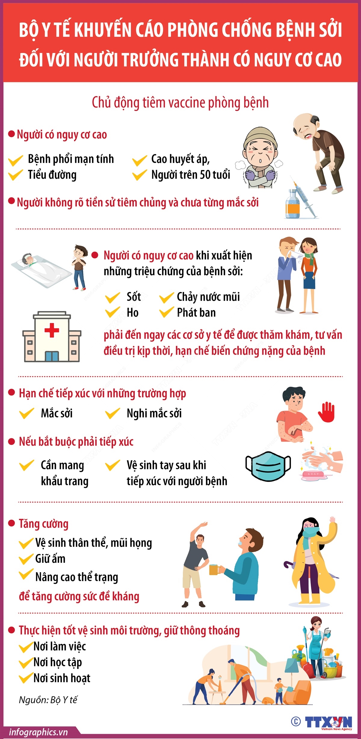 Bộ Y tế khuyến cáo phòng chống bệnh sởi đối với người trưởng thành có nguy cơ cao