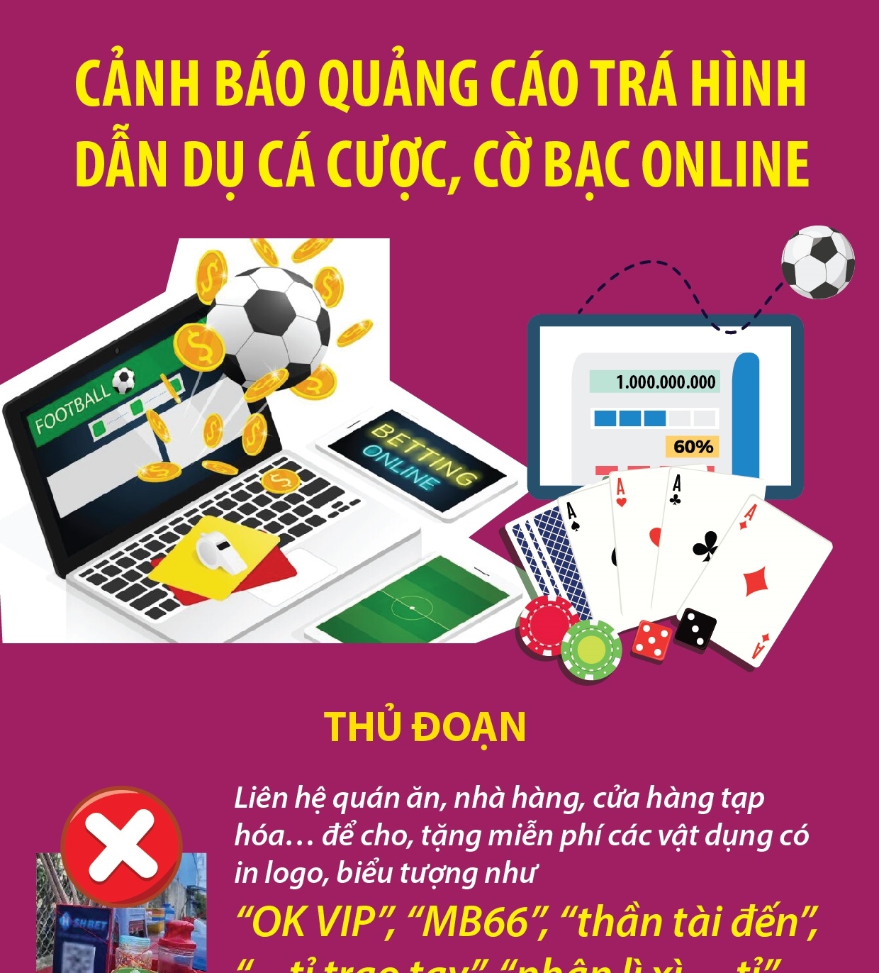 Cảnh báo quảng cáo trá hình dẫn dụ cá cược, cờ bạc online