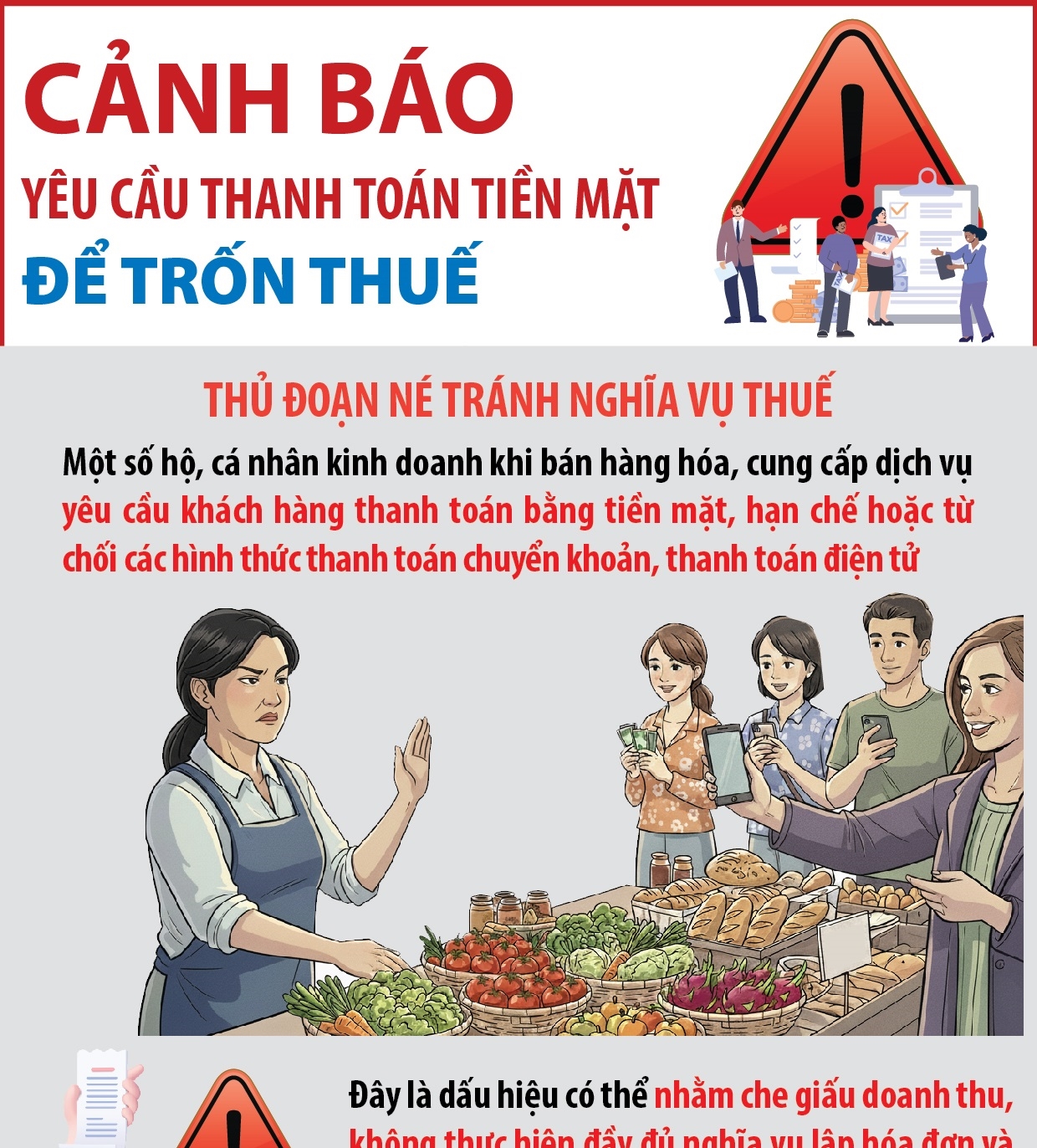 Cảnh báo hành vi  cầu thanh toán tiền mặt để trốn thuế