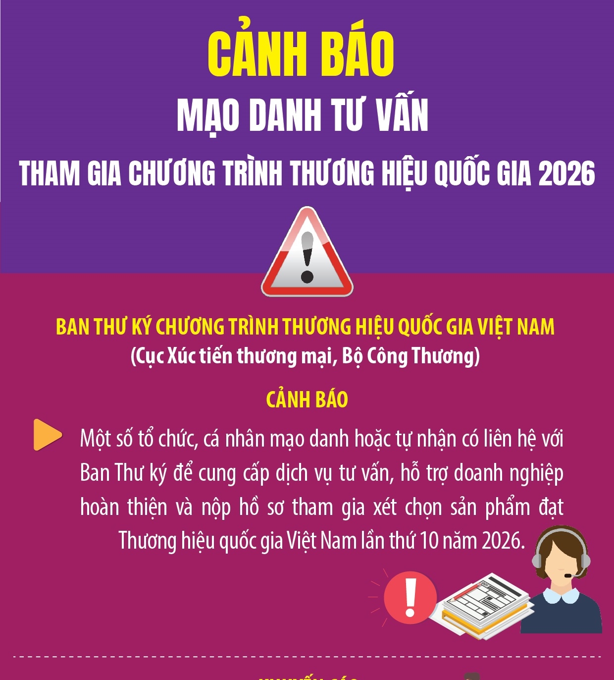 Cảnh báo mạo danh tư vấn tham gia Chương trình Thương hiệu quốc gia 2026