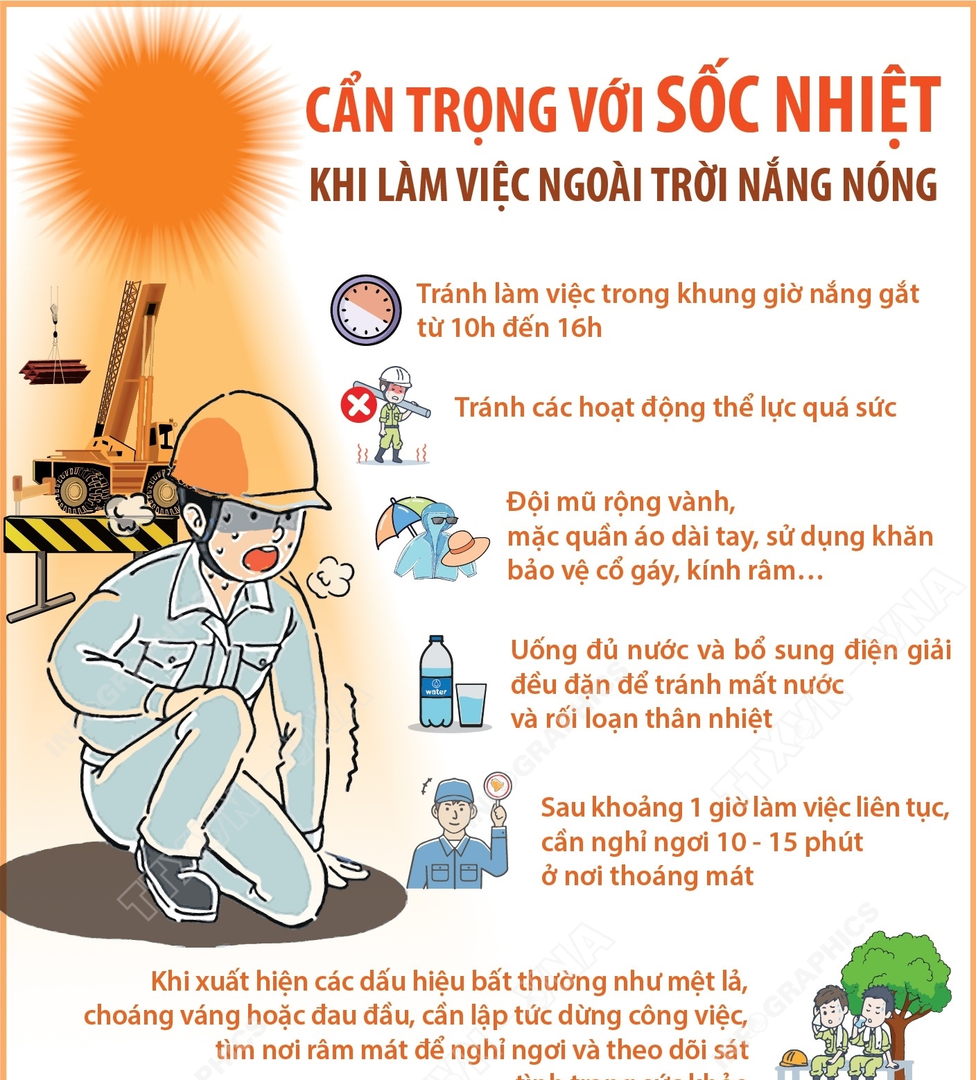 Cẩn trọng với sốc nhiệt khi làm việc ngoài trời nắng nóng