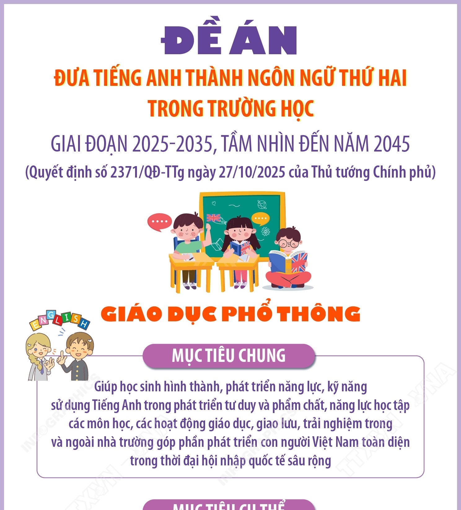 Đề án Đưa tiếng Anh thành ngôn ngữ thứ hai trong trường học: Giáo dục phổ thông