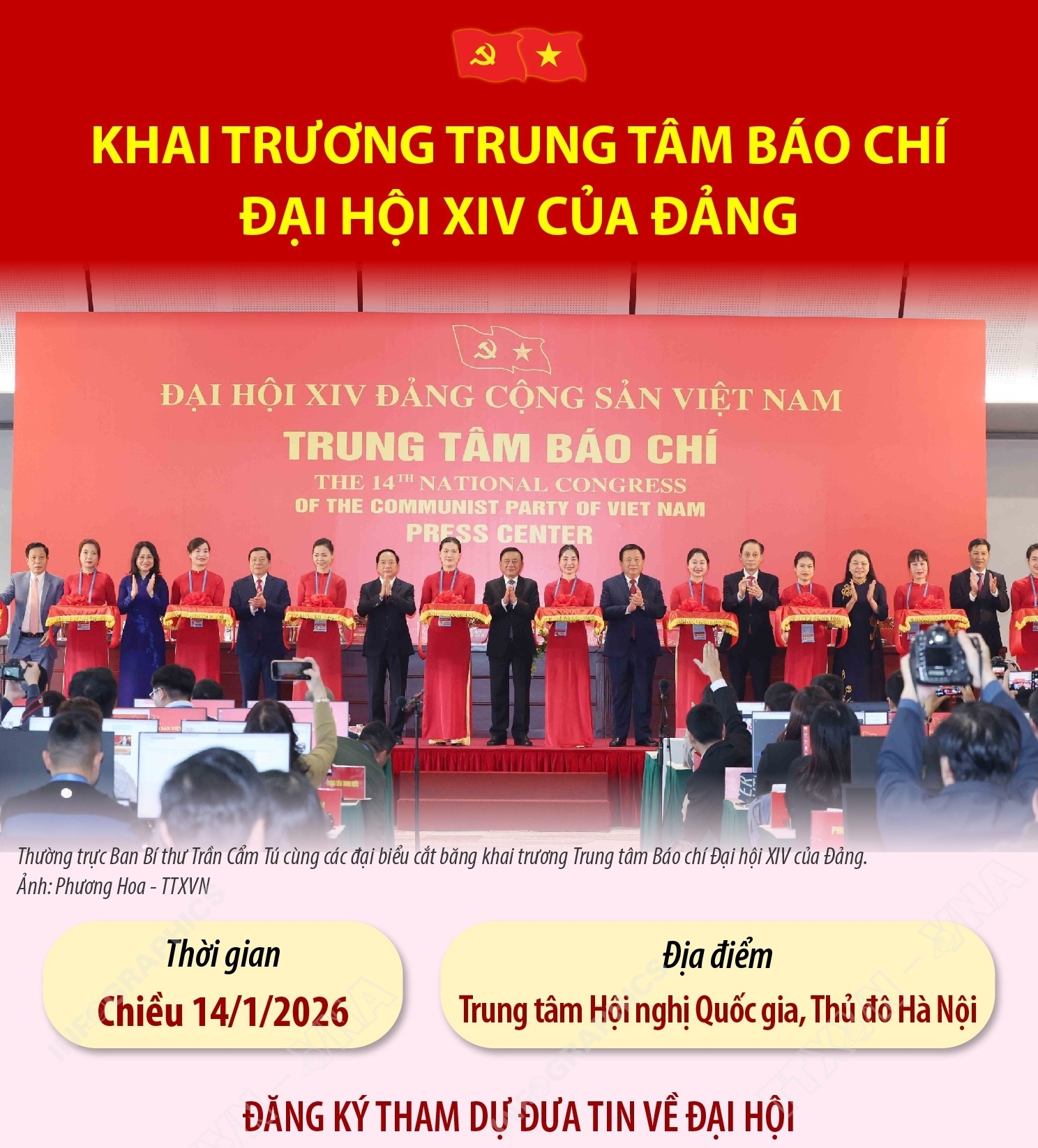 Khai trương Trung tâm Báo chí Đại hội XIV của Đảng