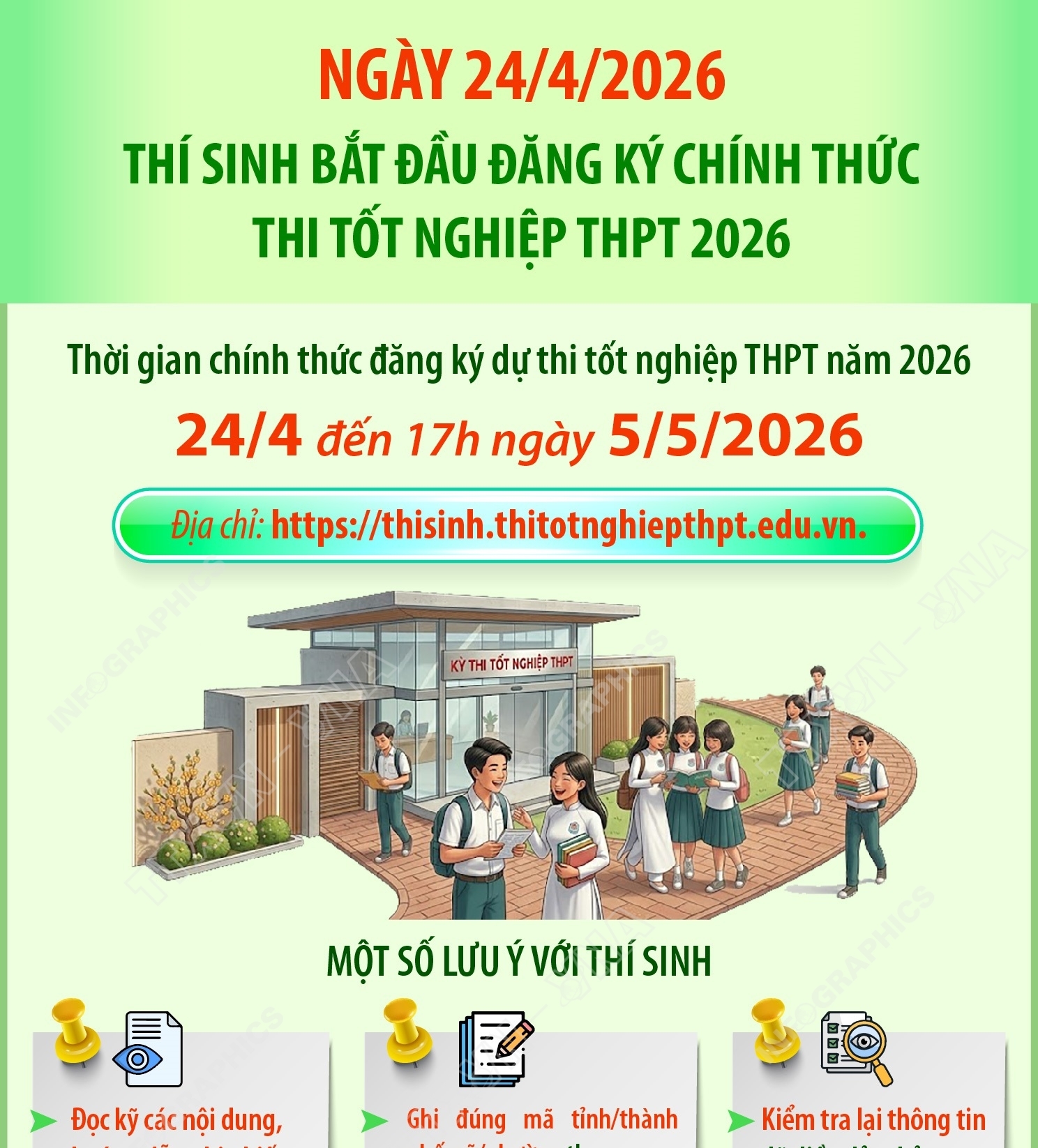 Ngày 24/4/2026: Thí sinh bắt đầu đăng ký chính thức thi tốt nghiệp THPT năm...