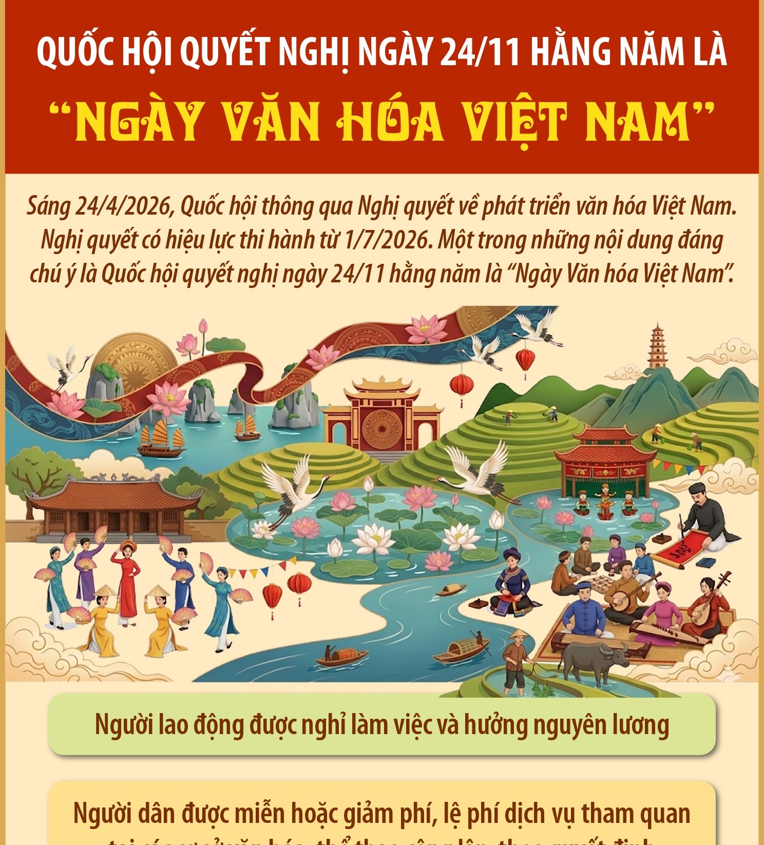 Người lao động được nghỉ và hưởng nguyên lương vào ngày 24/11 - Ngày Văn...