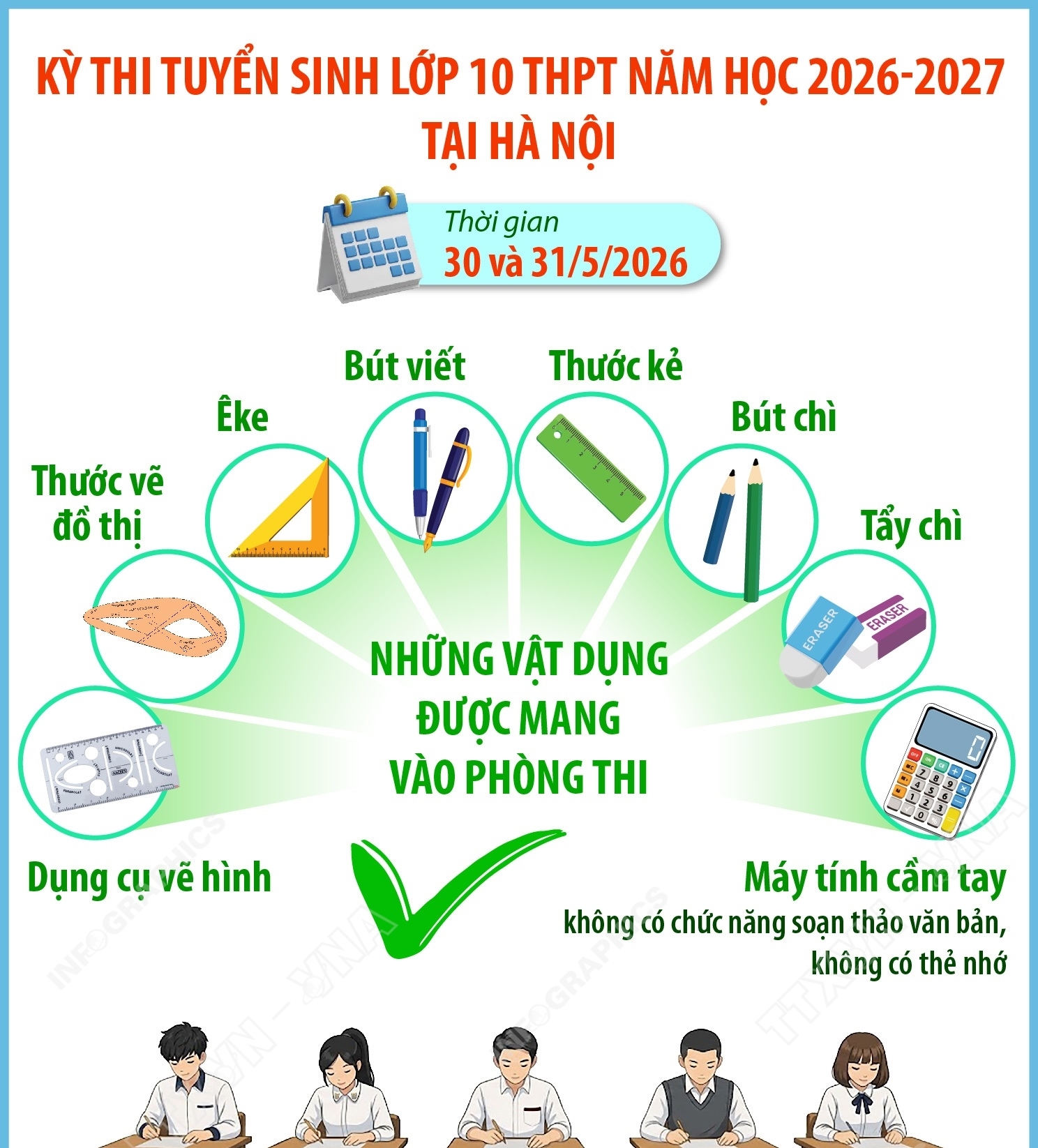 Kỳ thi tuyển sinh lớp 10 THPT năm học 2026-2027 tại Hà Nội: Những vật...