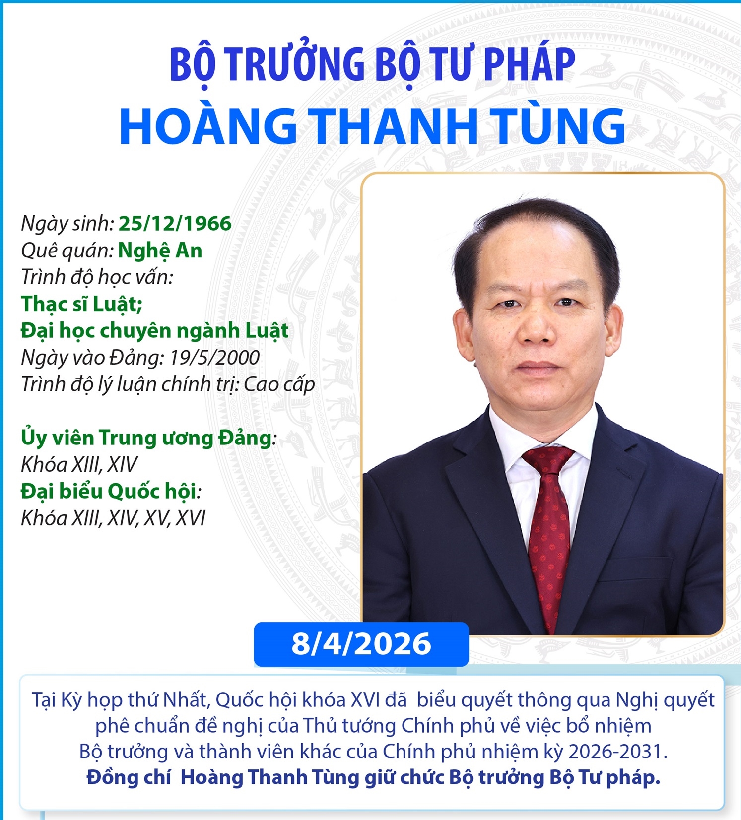 Bộ Trưởng Bộ Tư pháp Hoàng Thanh Tùng