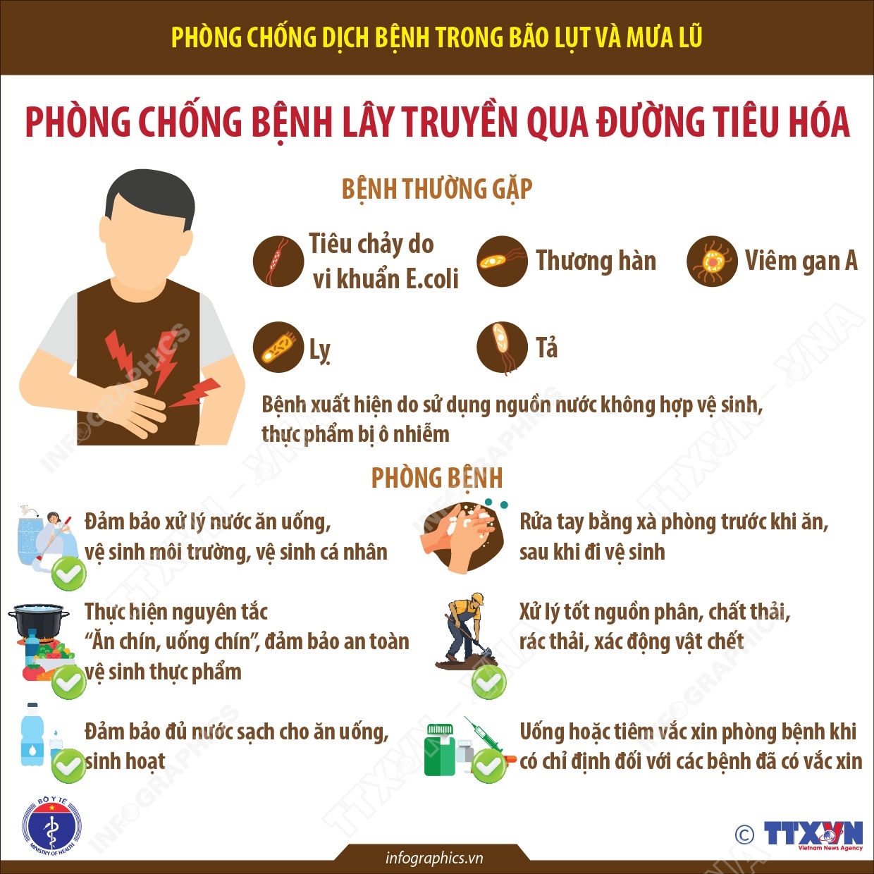 Phòng chống dịch bệnh trong bão lụt và mưa lũ: Phòng chống bệnh lây truyền qua đường tiêu hóa