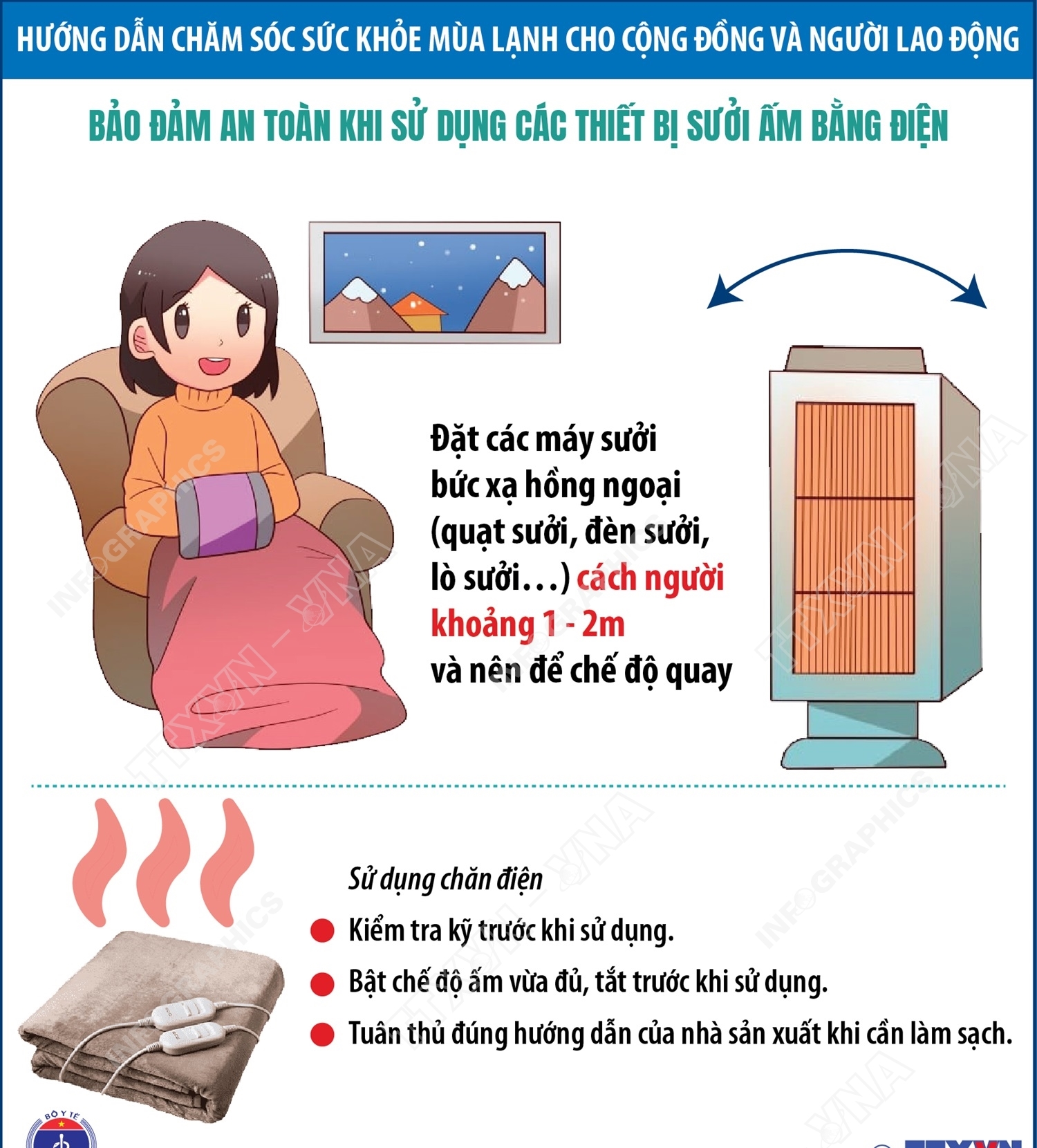 Bảo đảm an toàn khi sử dụng các thiết bị sưởi ấm bằng điện