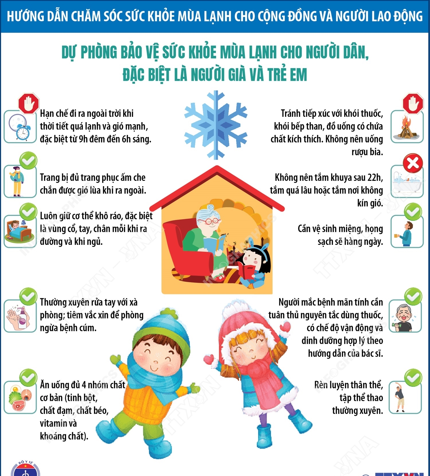 Dự phòng bảo vệ sức khỏe mùa lạnh cho người dân, đặc biệt là người già và trẻ em