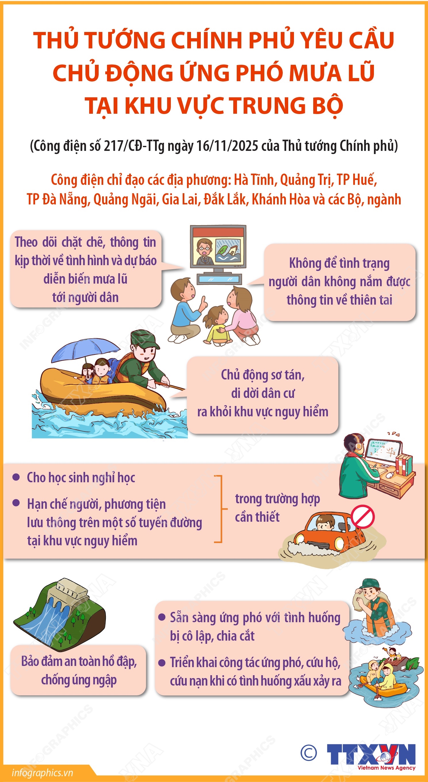 Thủ tướng Chính phủ yêu cầu chủ động ứng phó mưa lũ tại khu vực Trung Bộ