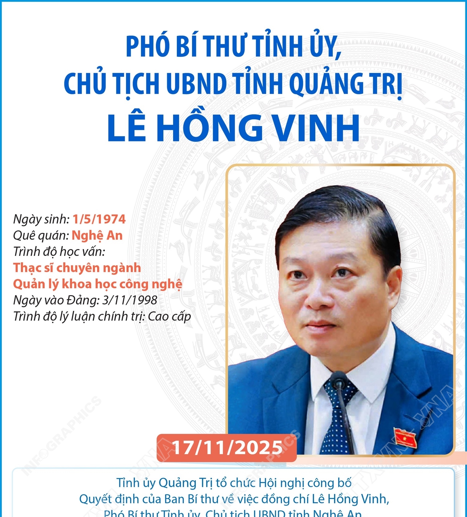 Phó Bí thư Tỉnh ủy, Chủ tịch UBND tỉnh Quảng Trị Lê Hồng Vinh