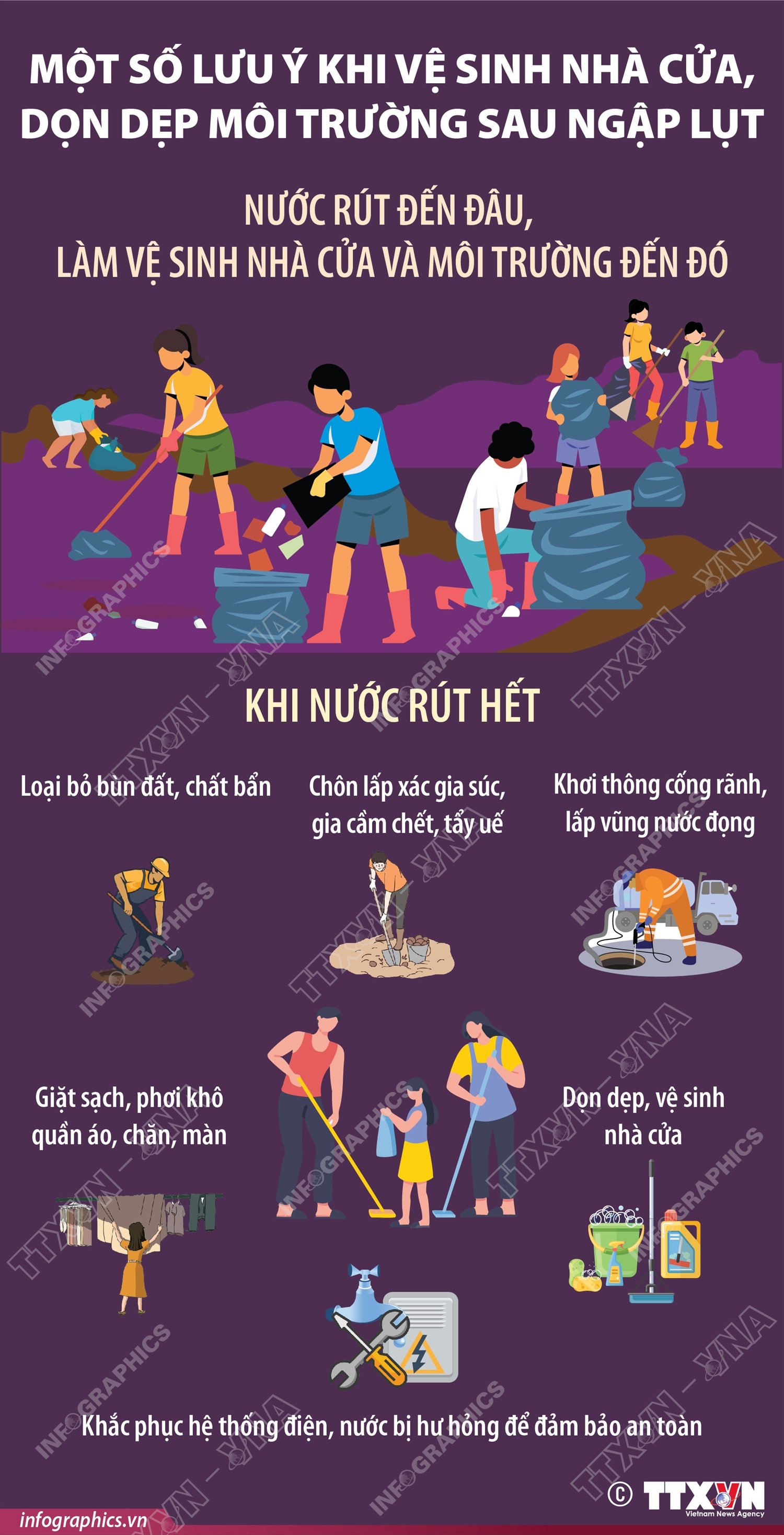 Nước rút đến đâu, làm vệ sinh nhà cửa và môi trường đến đó