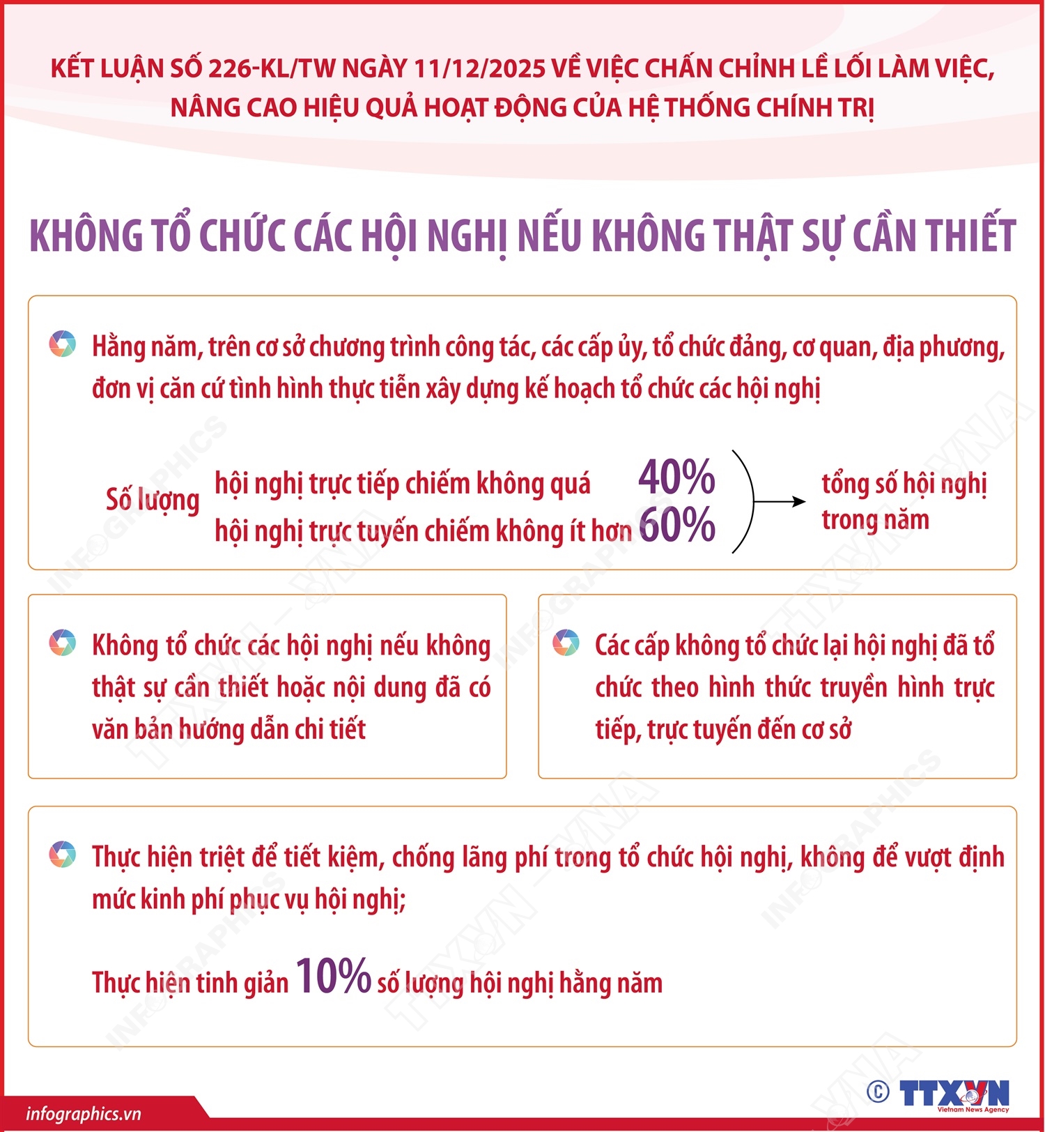 Kết luận số 226-KL/TW: Không tổ chức các hội nghị nếu không thật sự cần thiết