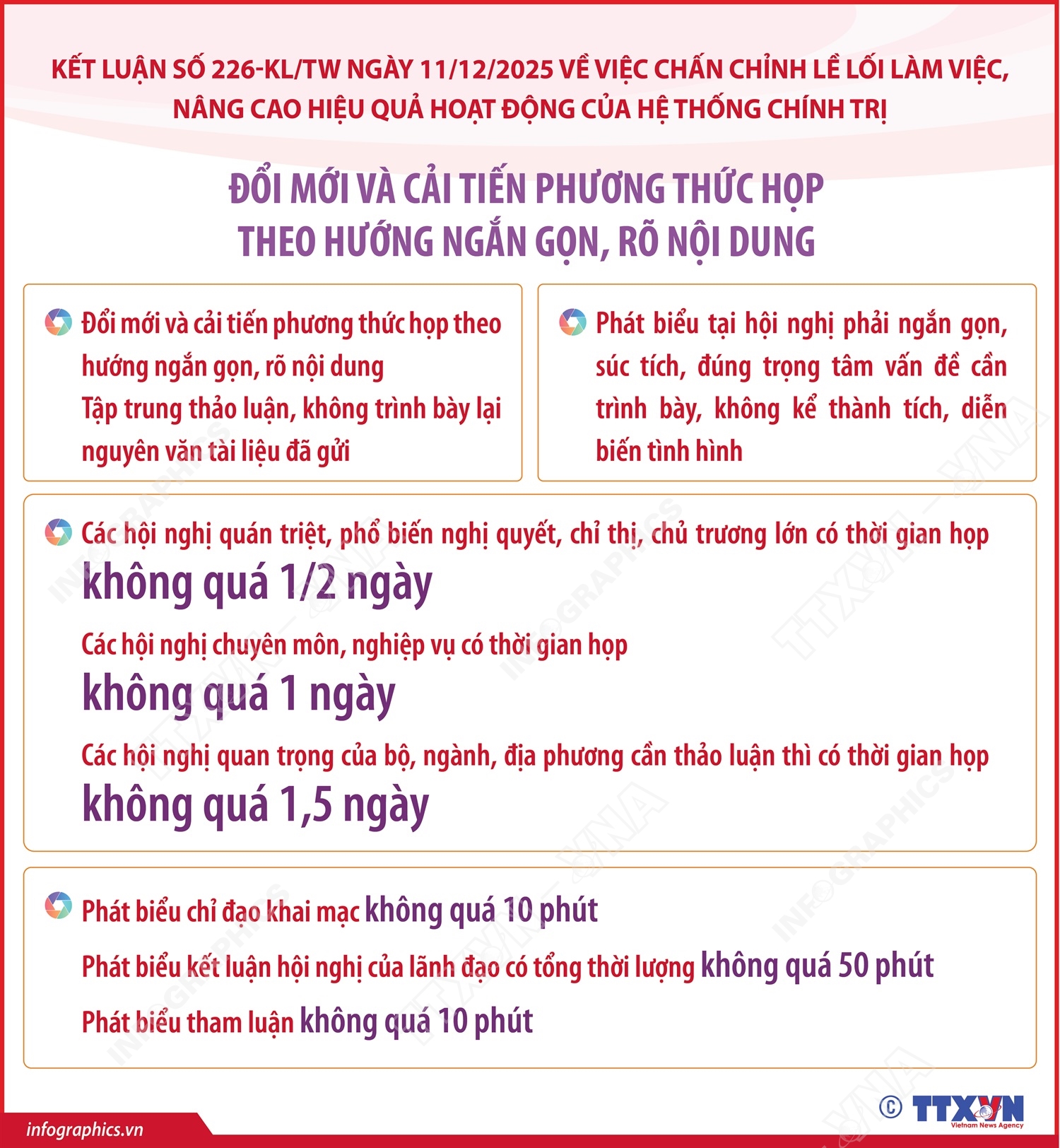 Kết luận số 226-KL/TW: Đổi mới và cải tiến phương thức họp theo hướng ngắn gọn, rõ nội dung