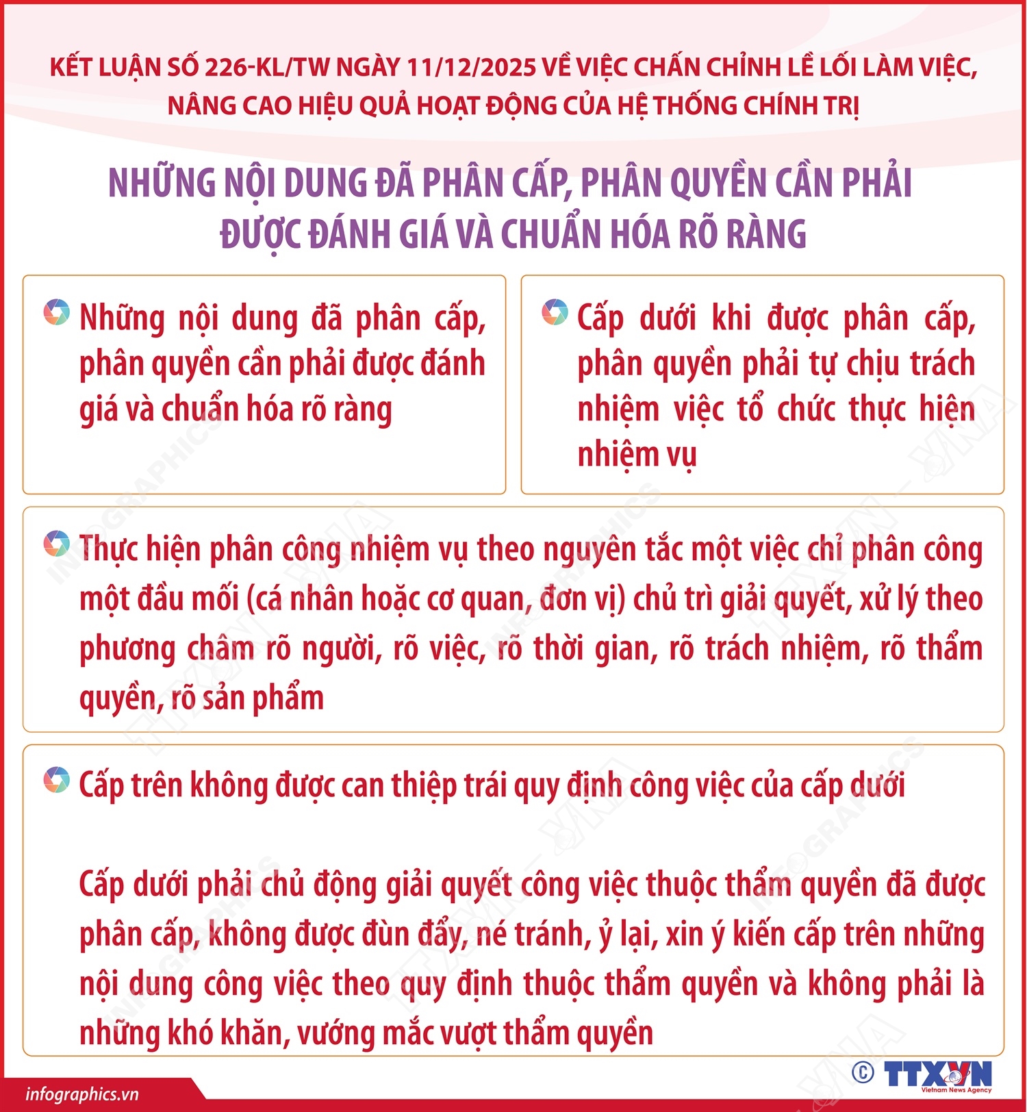 Kết luận số 226-KL/TW: Những nội dung đã phân cấp, phân quyền cần phải được đánh giá và chuẩn hóa rõ ràng