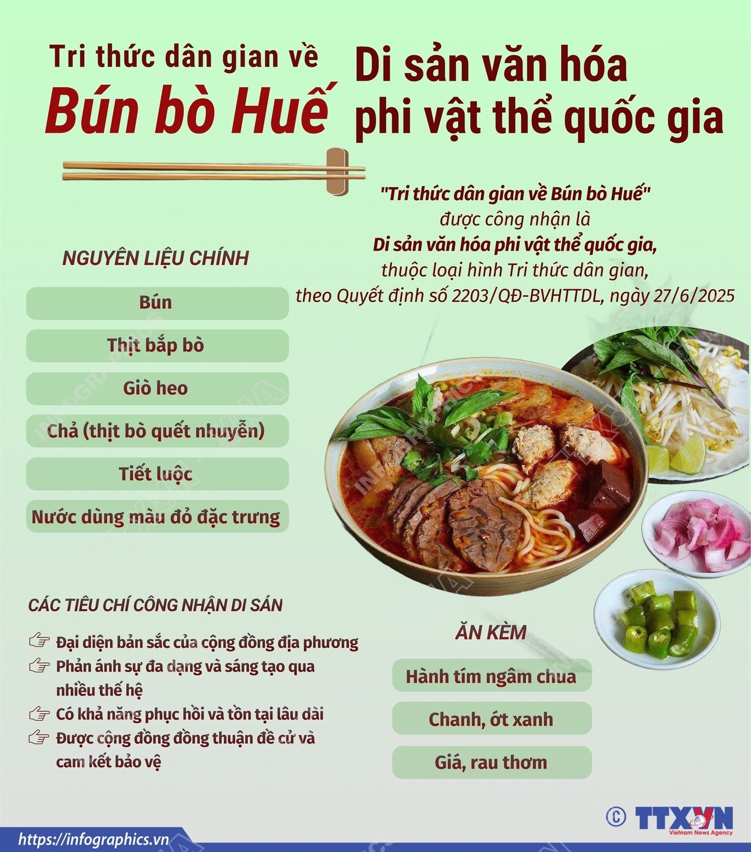 Bún bò Huế là Di sản văn hóa quốc gia