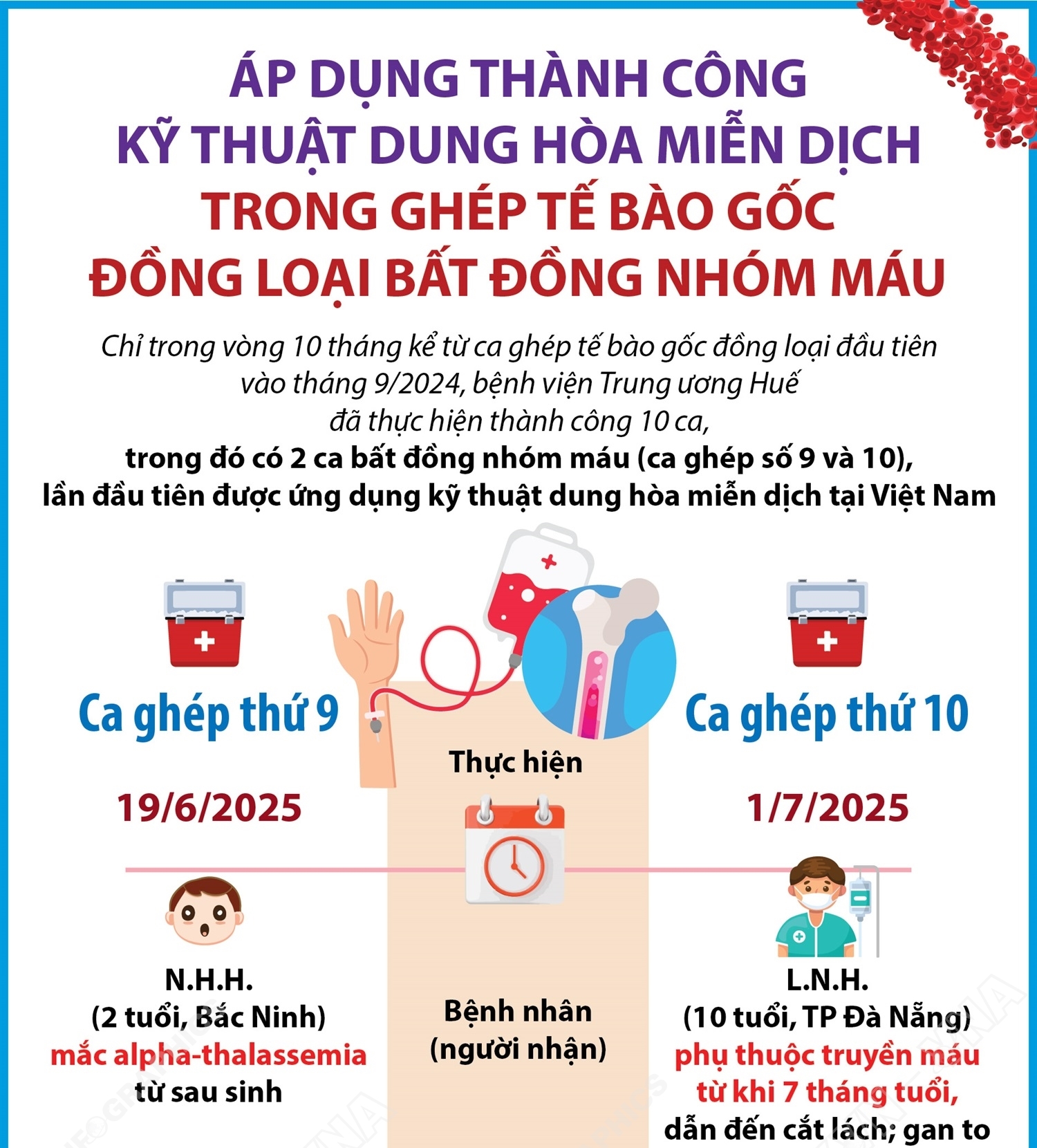 Áp dụng thành công kỹ thuật dung hòa miễn dịch trong ghép tế bào gốc đồng loại bất đồng nhóm máu