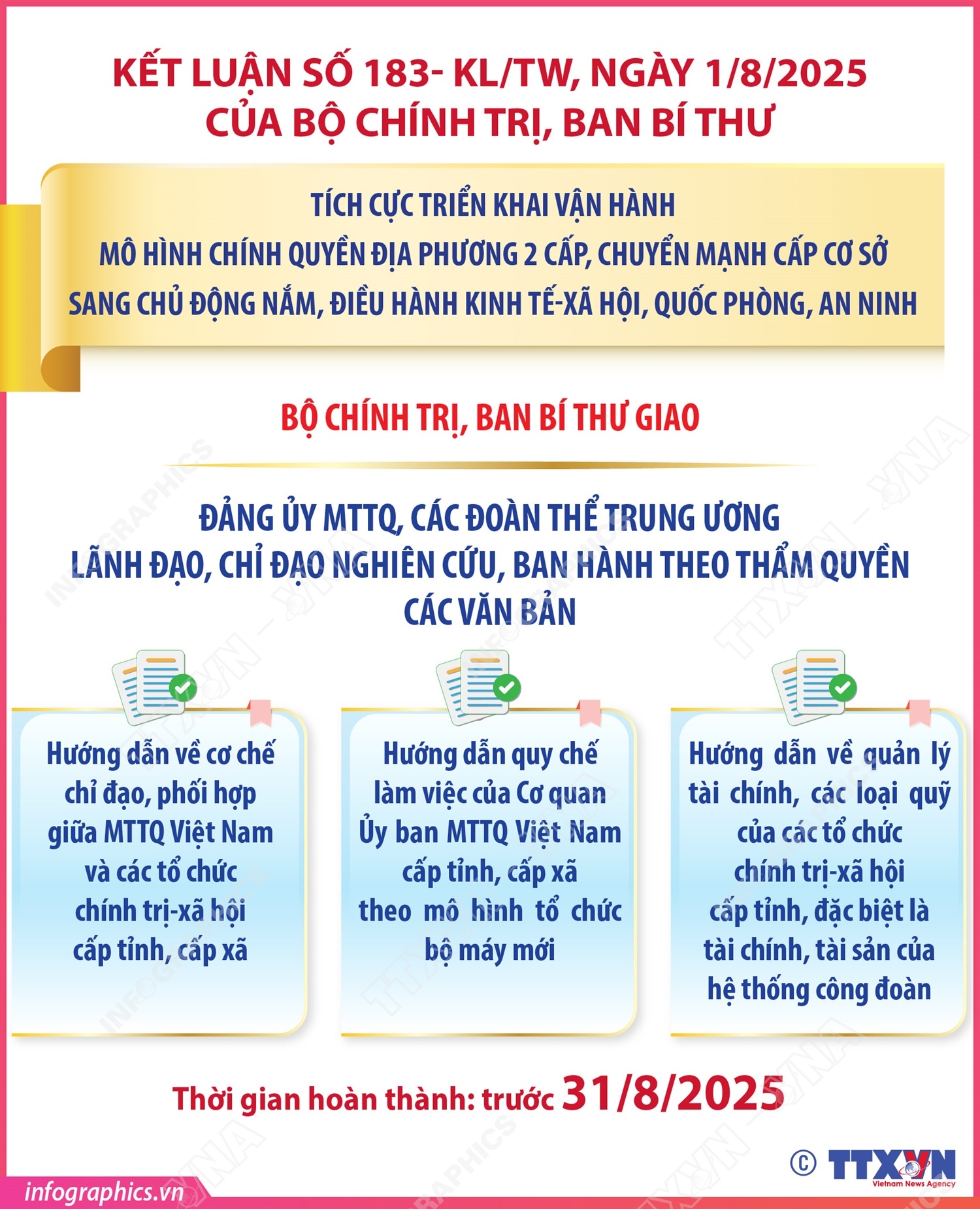 Kết luận số 183- KL/TW: Nhiệm vụ của Đảng ủy MTTQ, các đoàn thể Trung ương