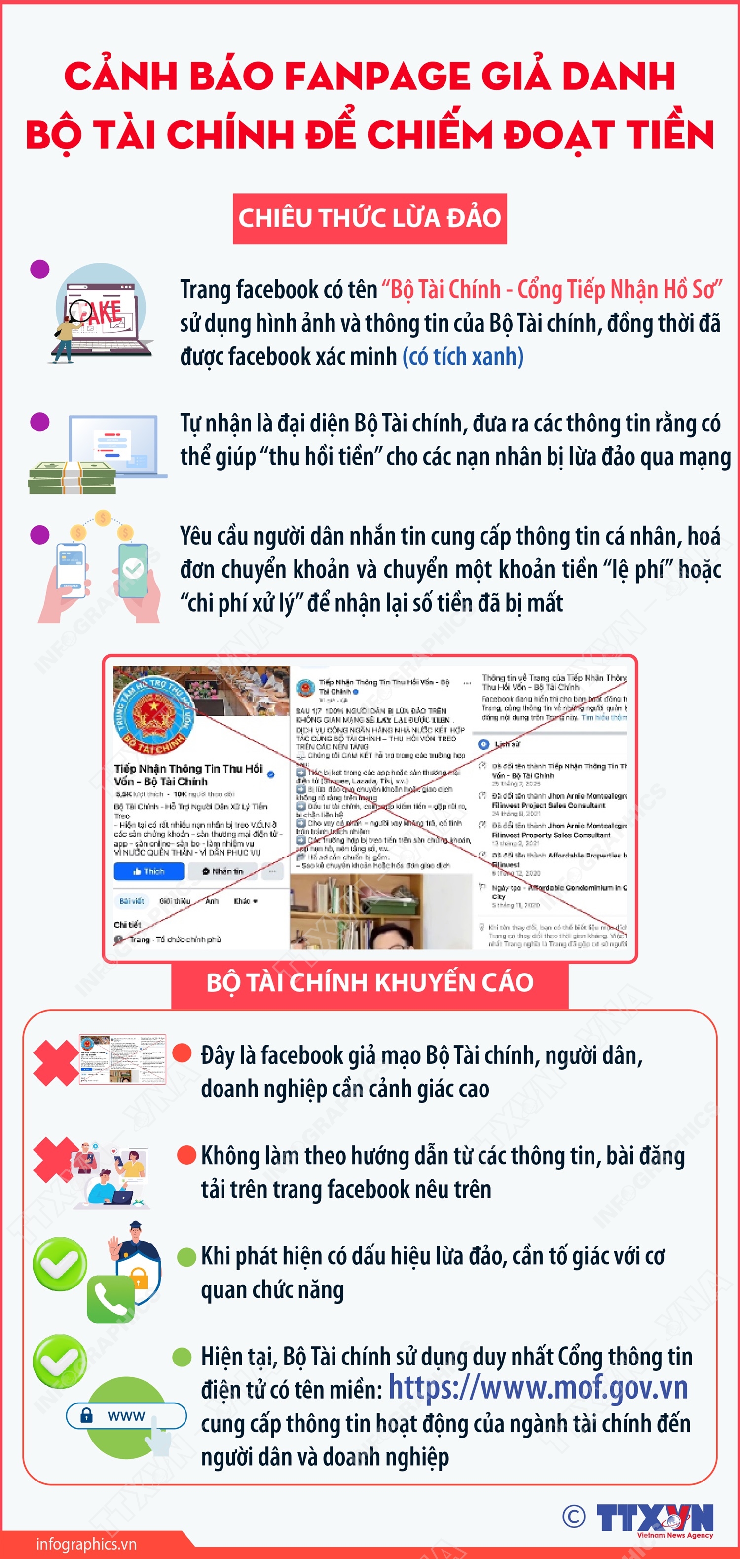 Cảnh báo fanpage giả danh Bộ Tài chính để chiếm đoạt tiền