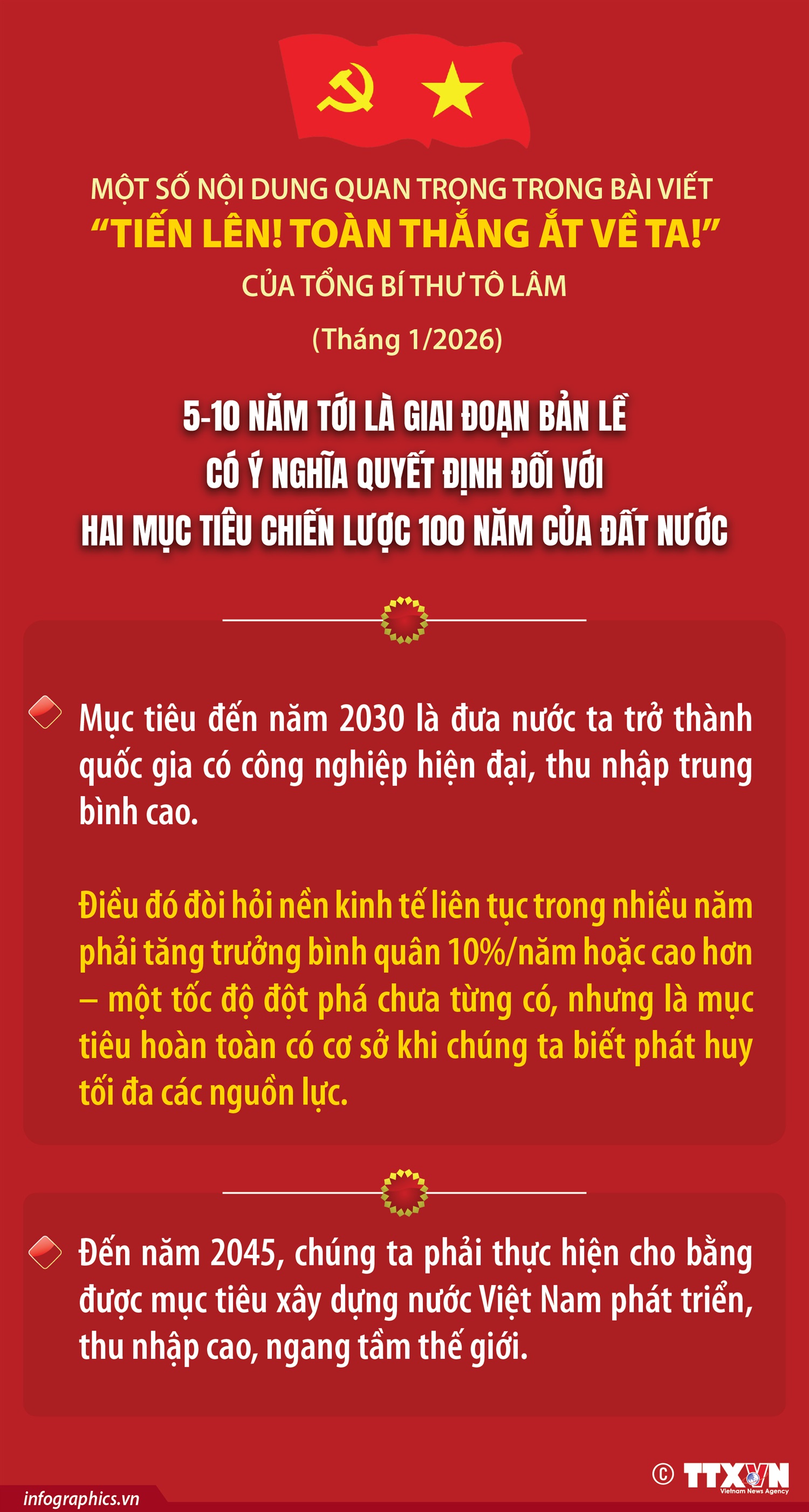 “5-10 năm tới là giai đoạn bản lề có ý nghĩa quyết định đối với hai mục tiêu chiến lược 100 năm của đất nước”