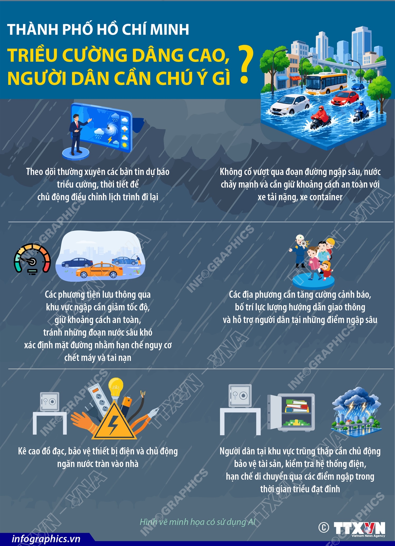 Thành phố Hồ Chí Minh: Triều cường dâng cao, người dân cần chú ý gì?