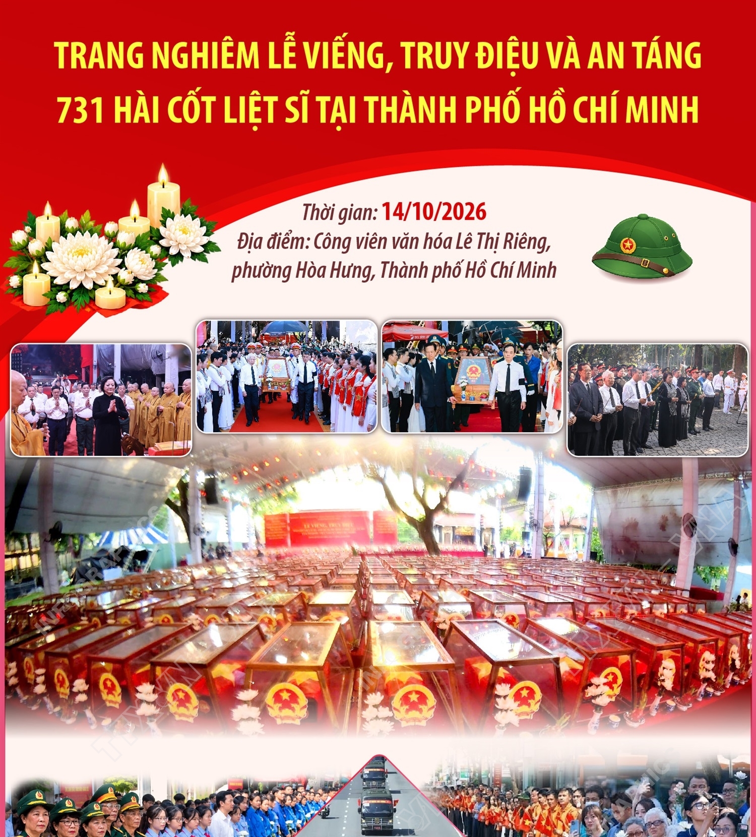Trang nghiêm lễ viếng, truy điệu và an táng 731 hài cốt liệt sĩ tại...