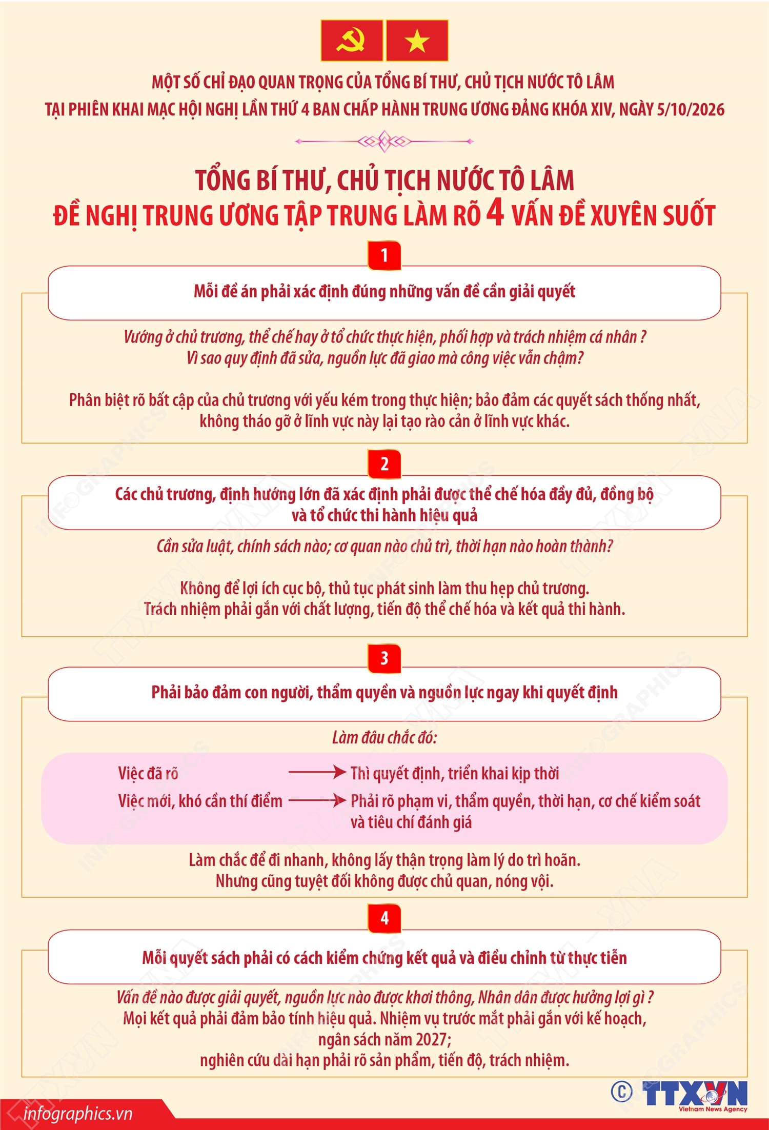Một số chỉ đạo quan trọng của Tổng Bí thư, Chủ tịch nước Tô Lâm tại phiên khai mạc Hội nghị Trung ương 4 (phần 8 và hết)