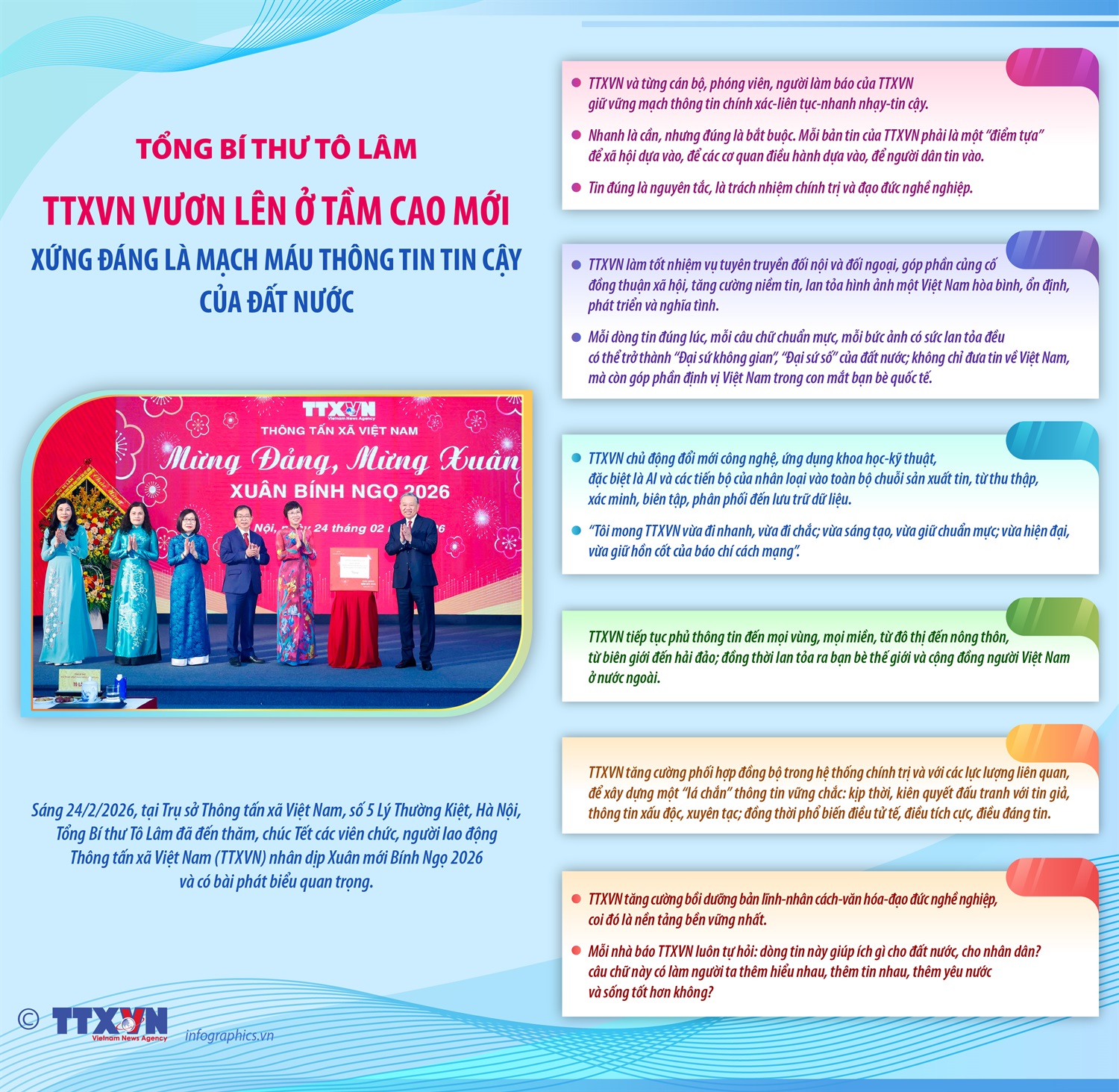 Tổng Bí thư Tô Lâm: TTXVN vươn lên ở tầm cao mới, xứng đáng là...