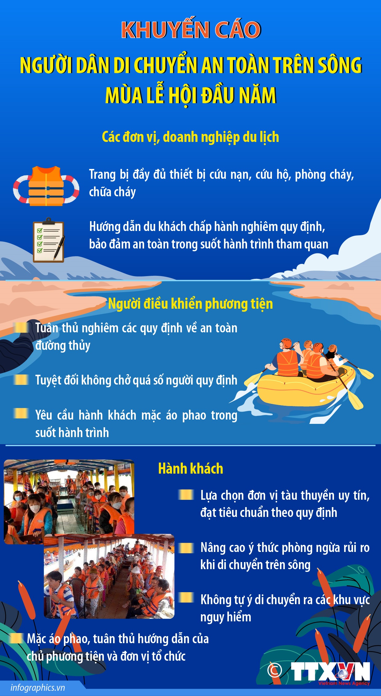 Khuyến cáo người dân di chuyển an toàn trên sông mùa lễ hội đầu năm