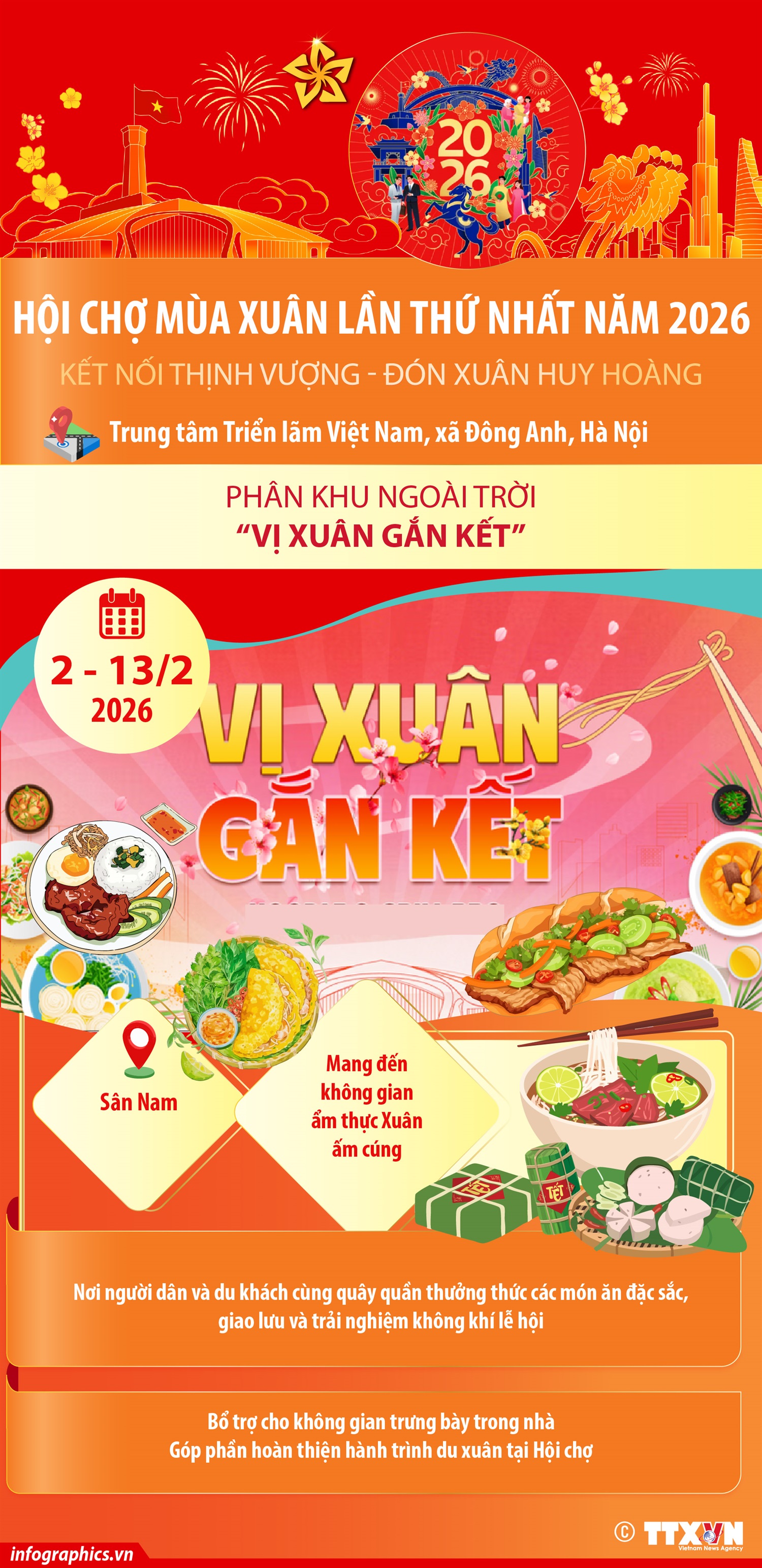 Hội chợ Mùa Xuân lần thứ nhất năm 2026: Phân khu ngoài trời “Vị Xuân gắn kết”