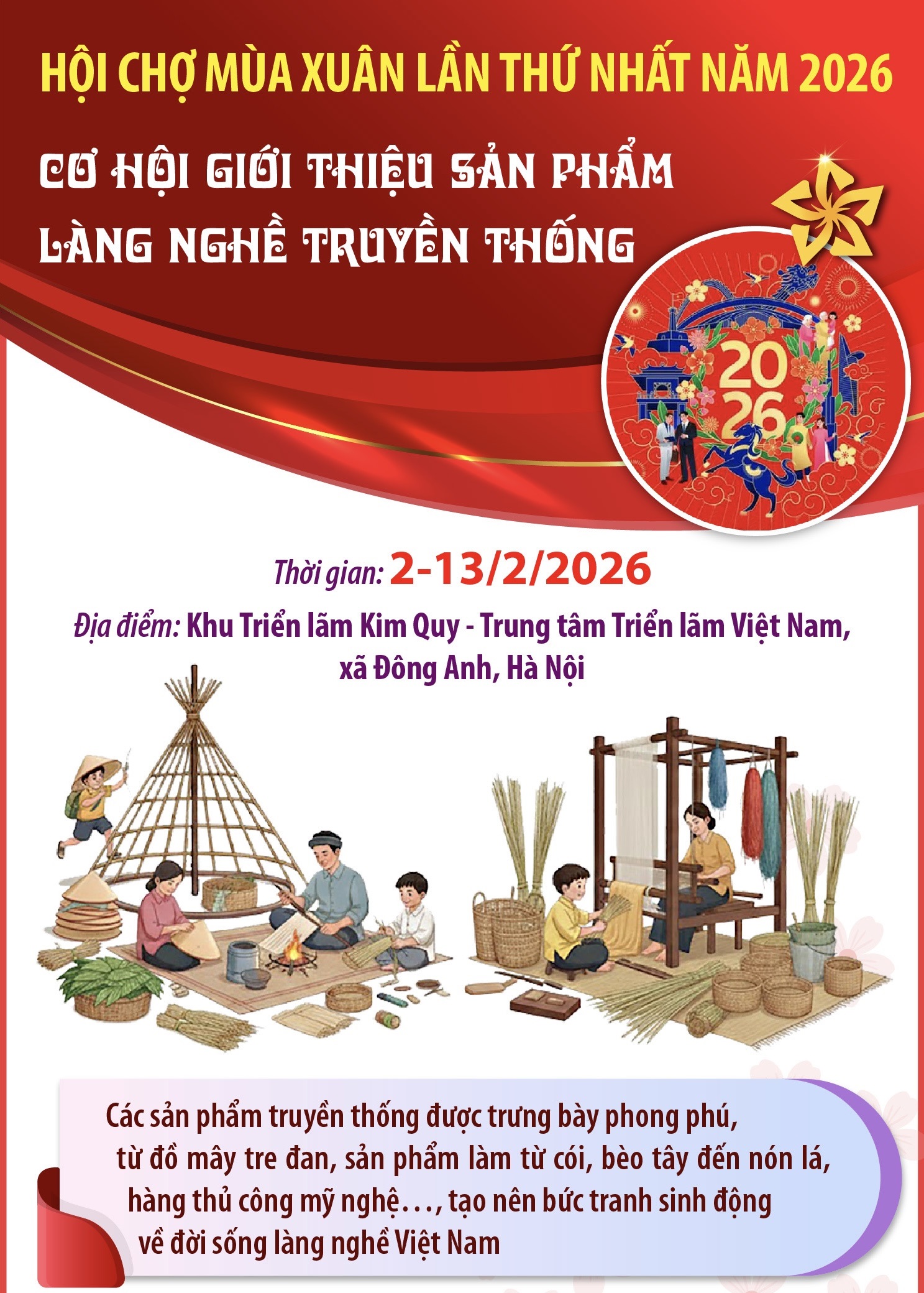 Hội chợ Mùa Xuân 2026: Cơ hội giới thiệu sản phẩm làng nghề truyền thống