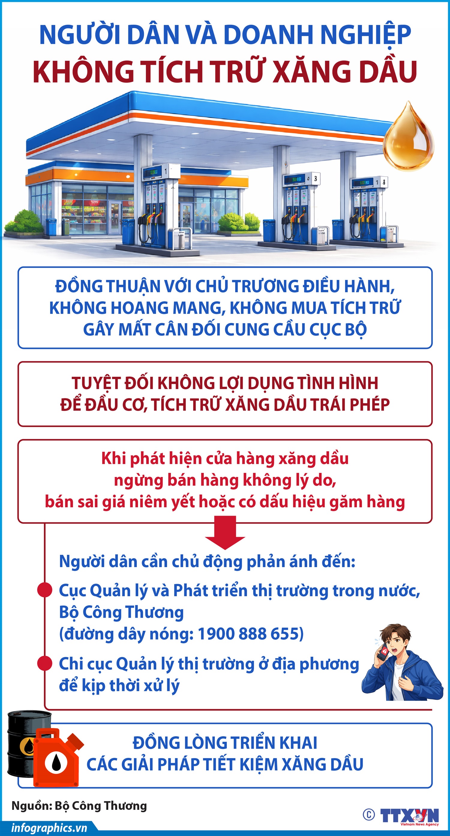Người dân và doanh nghiệp không tích trữ xăng dầu