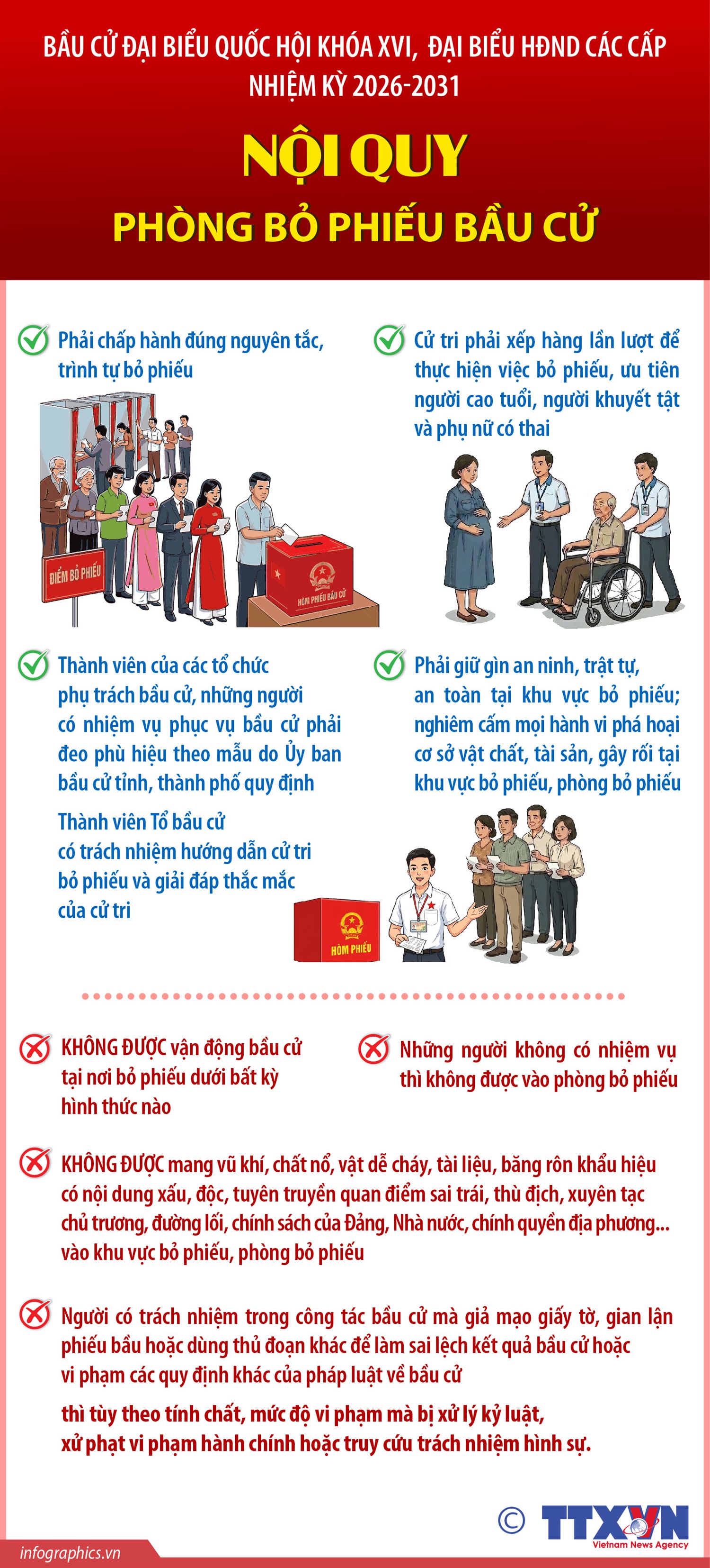 Bầu cử Quốc hội và HĐND: Nội quy phòng bỏ phiếu bầu cử